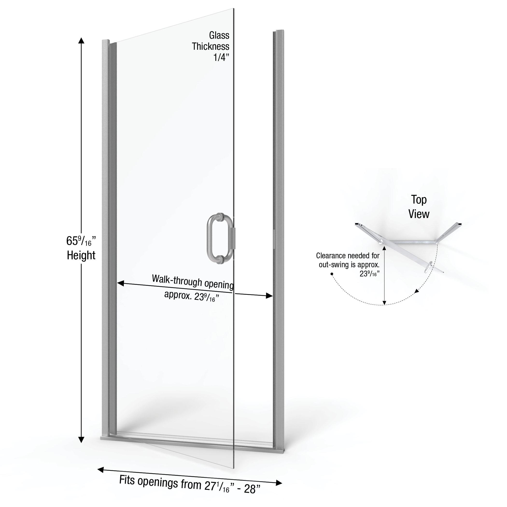 Basco INFN00A2865CLBN Infinity 28" x 65.56" Pivot Semi-Frameless Shower Door