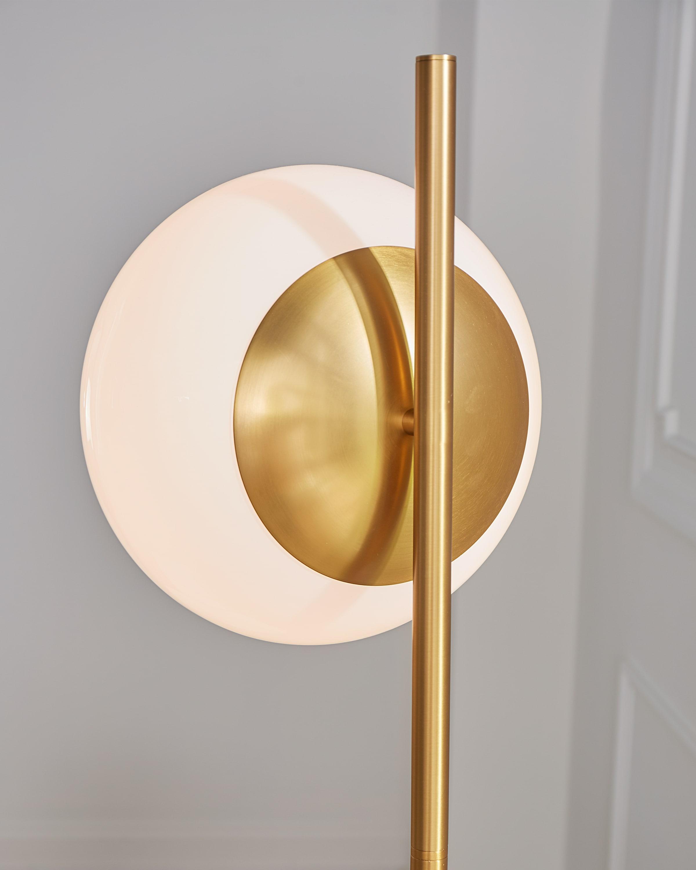 Burnished Brass Floor Lamp with Milk White Glass Shade