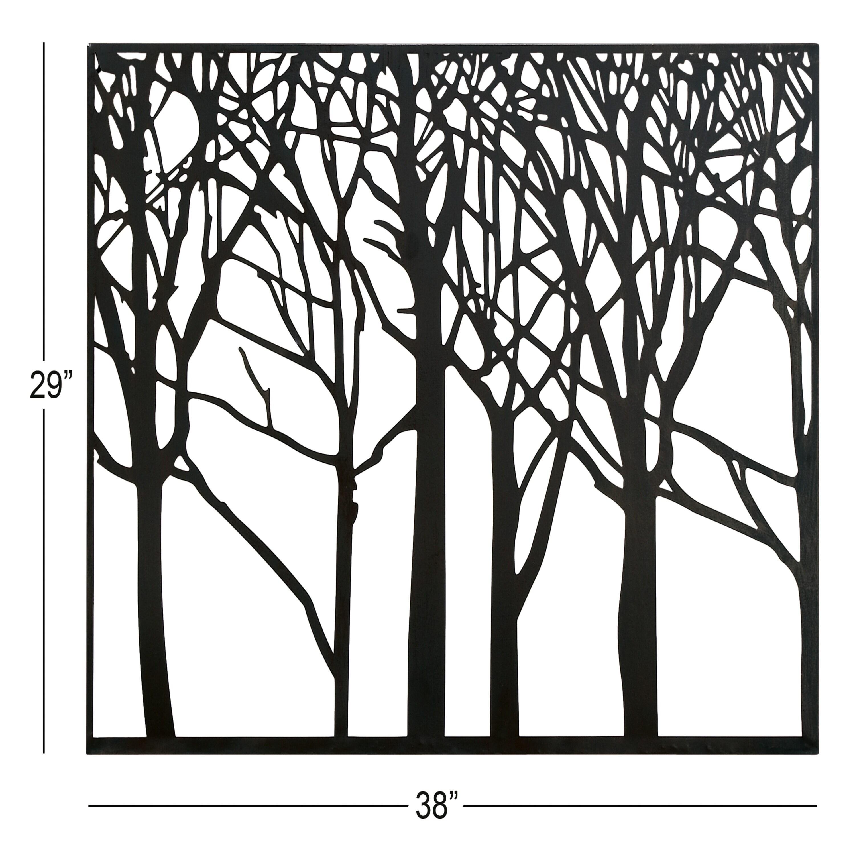 DecMode Black Metal Tree Wall Decor
