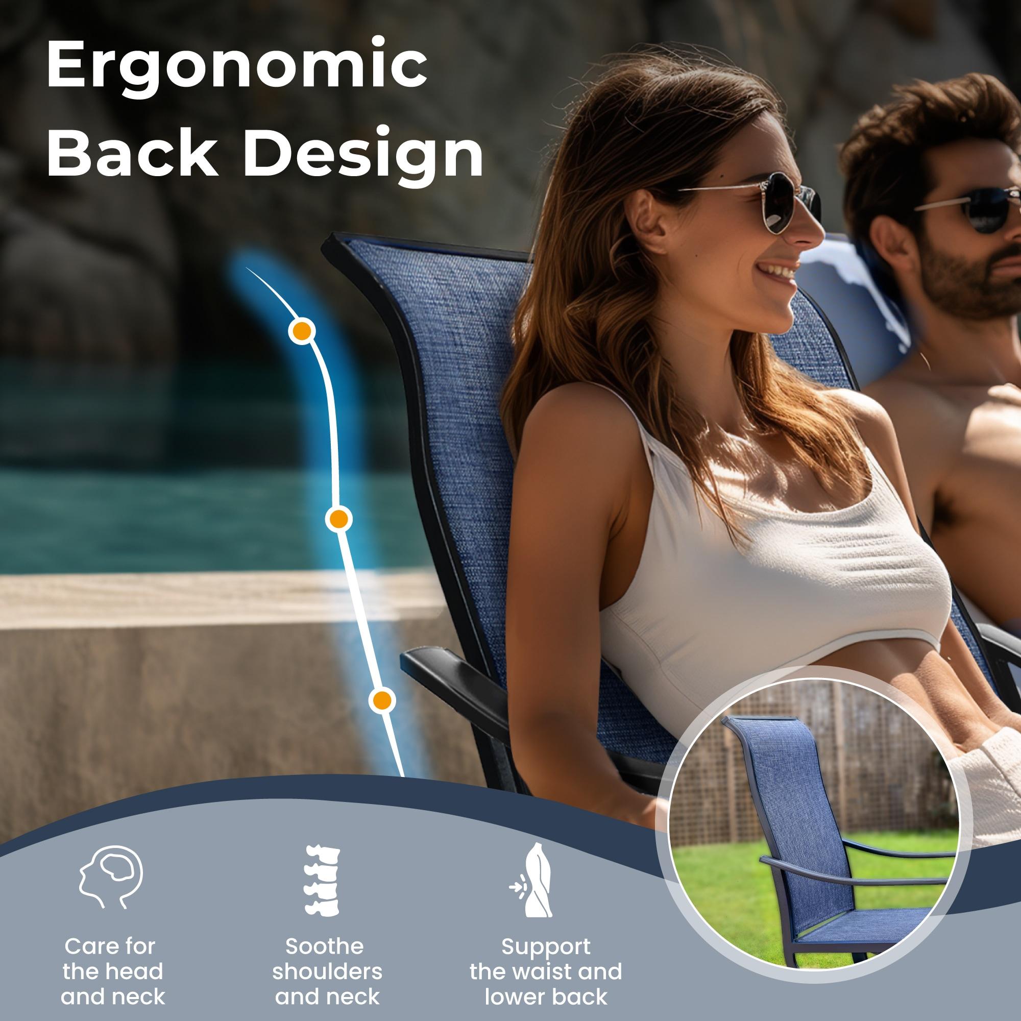 QSHIMY Patio Dining Chair Set of 2 Outdoor Swivel Dining Chairs High Back Armchairs,All Weather Outdoor Chair with Textilene Mesh Fabric & Black Metal Frame for Outdoor Lawn Garden Poolside (Blue)