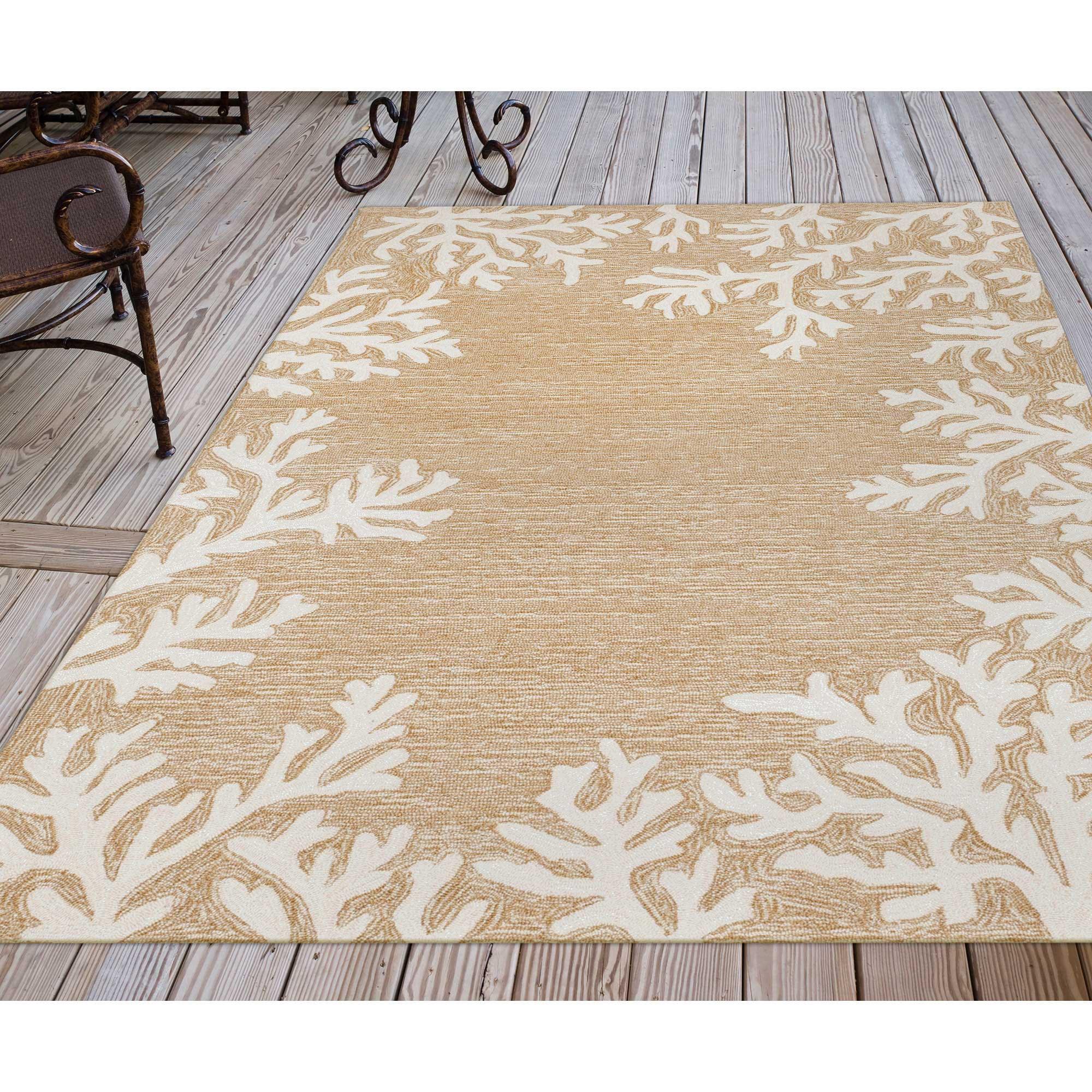 Liora Manne Capri Coral Border Indoor/Outdoor Rug Neutral 3'6" x 5'6"