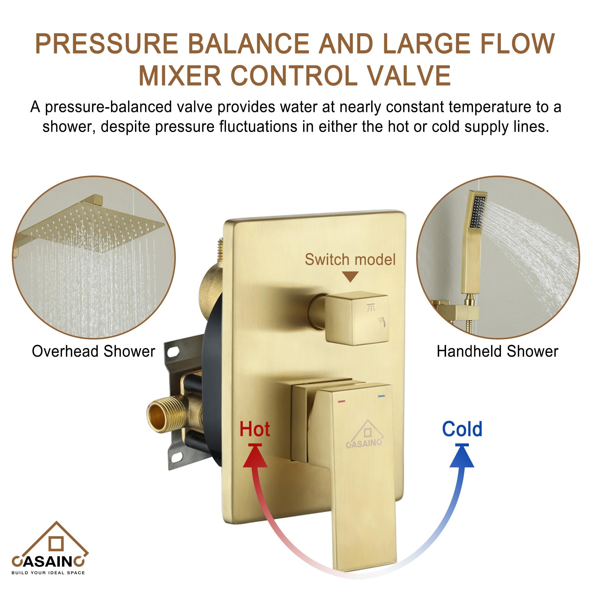 CASAINC 10'' Wall Mounted Shower System with Handheld Sprayer, Brushed Gold