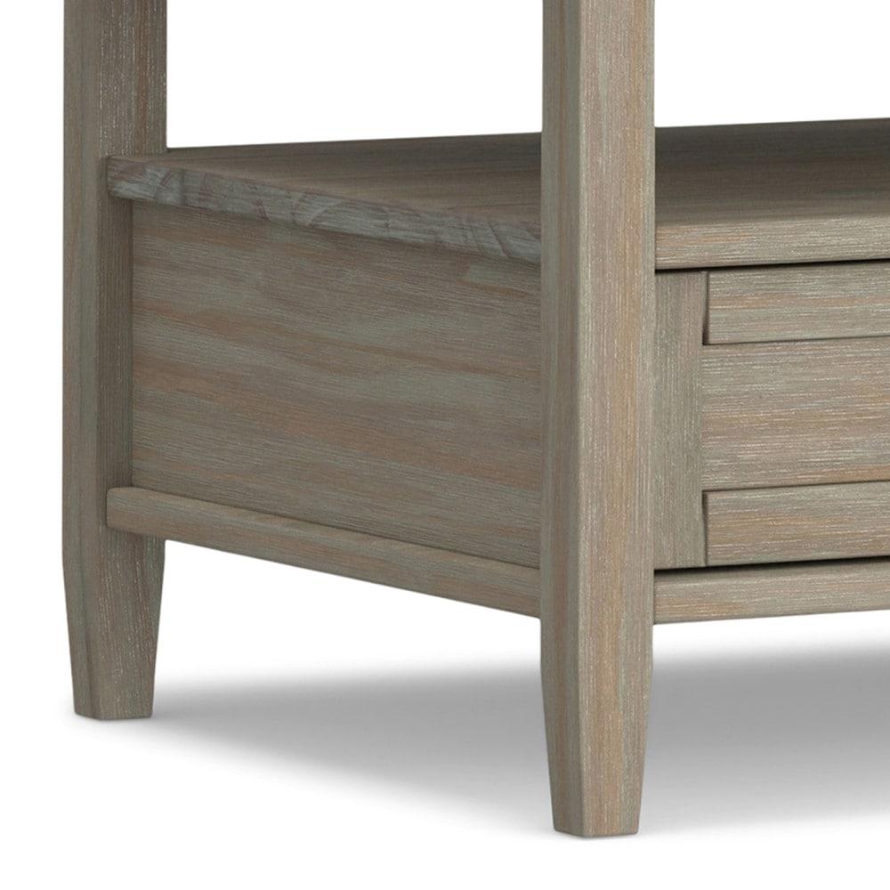 Simpli Home Warm Shaker 48"W Solid Wood Coffee Table with Two Storage Drawers and Open Shelf