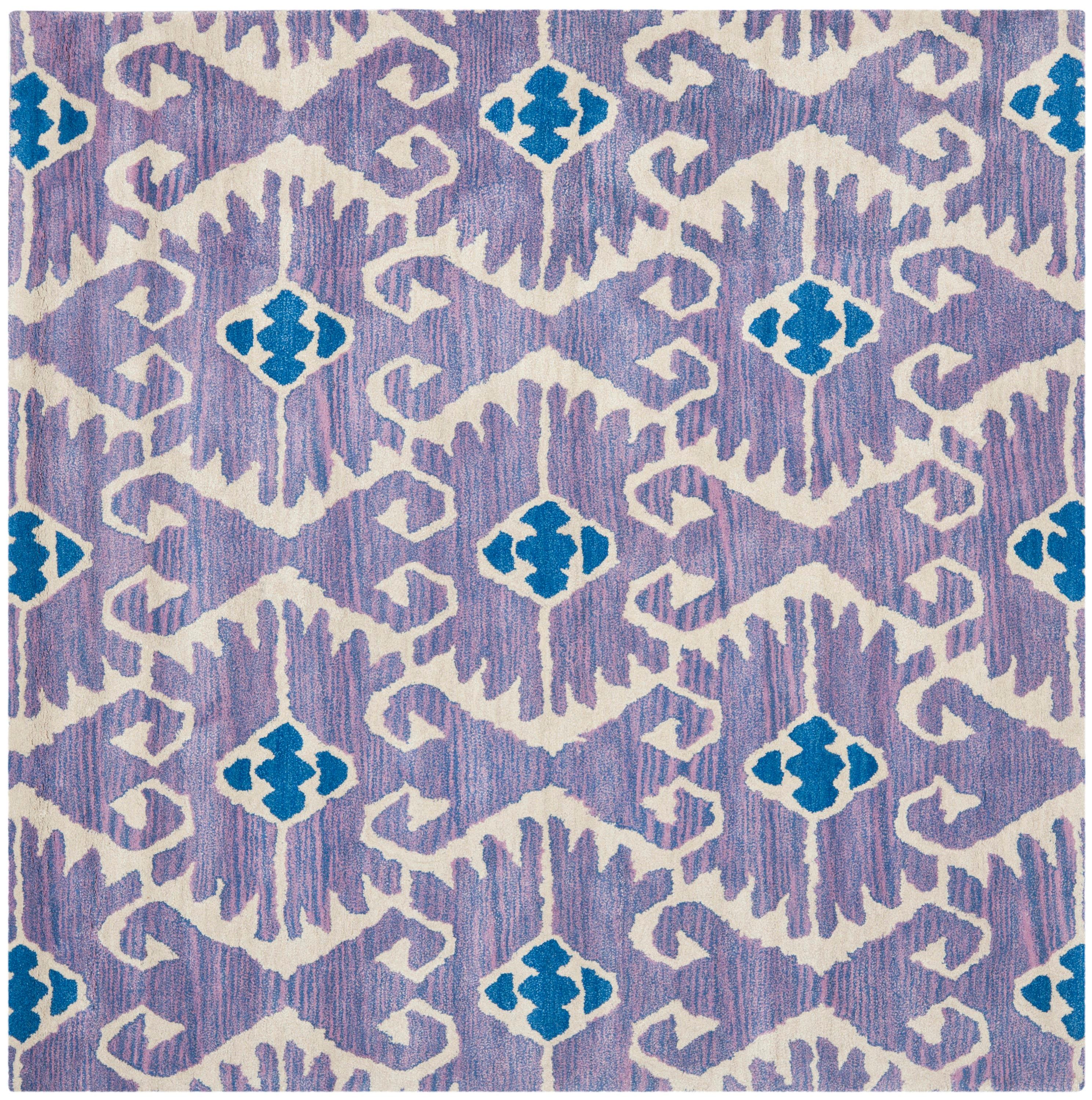 Wyndham WYD323 Hand Tufted Indoor Area Rug - Lavander/Ivory - 7'x7' - Safavieh