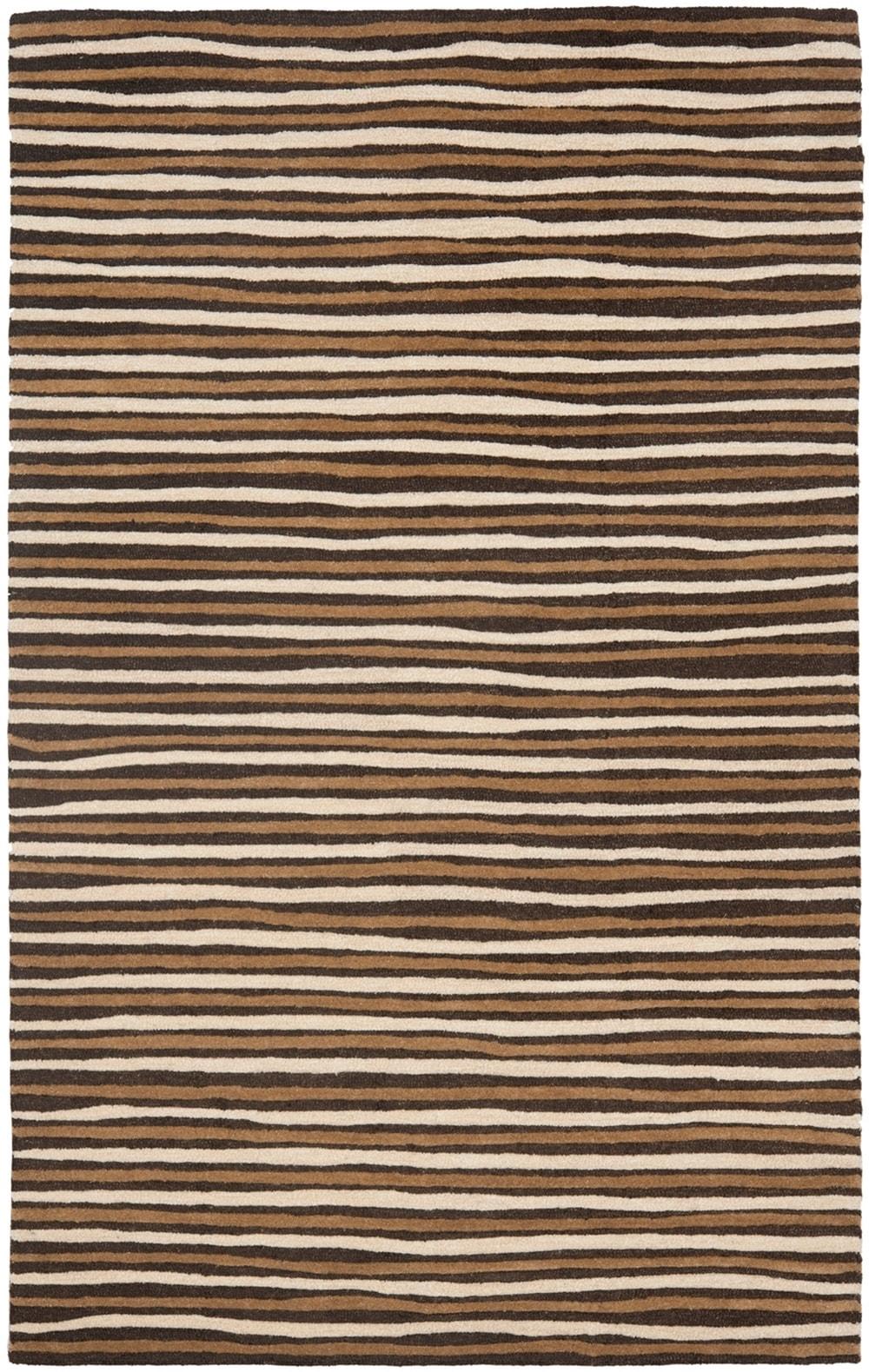 Martha Stewart Hand Drawn Stripe - MSR3619 - Indoor Hand Tufted Area Rugs - Tilled Soil Brn - 8'x10'