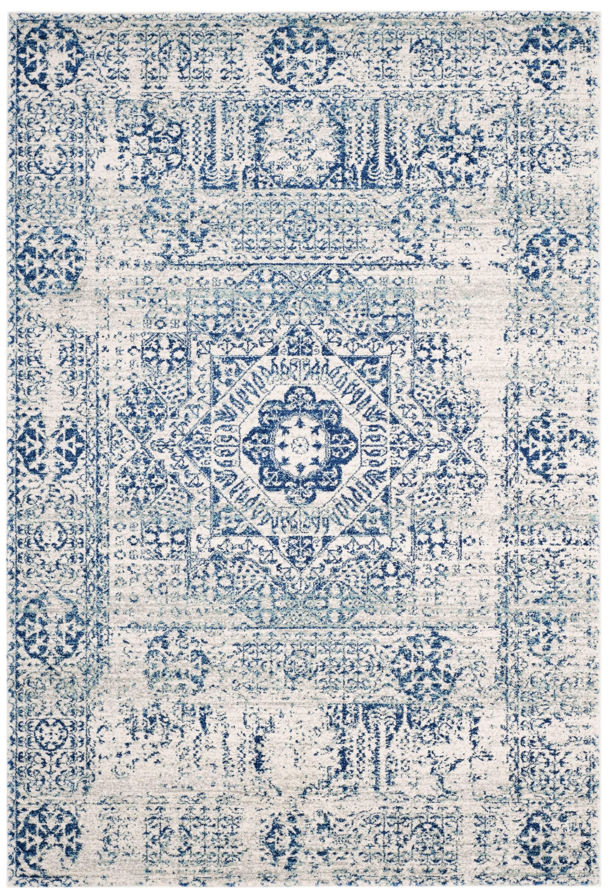 Evoke EVK260 Power Loomed Area Rug - Ivory/Blue - 8'x10' - Safavieh.