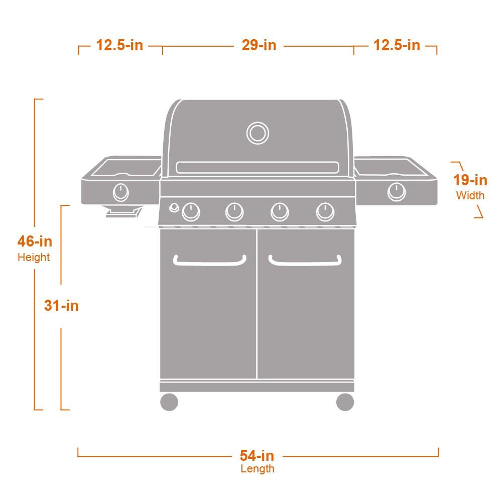 Monument Grills 24367 4-Burner Full Stainless Propane Gas Grill with 2 Side Burners