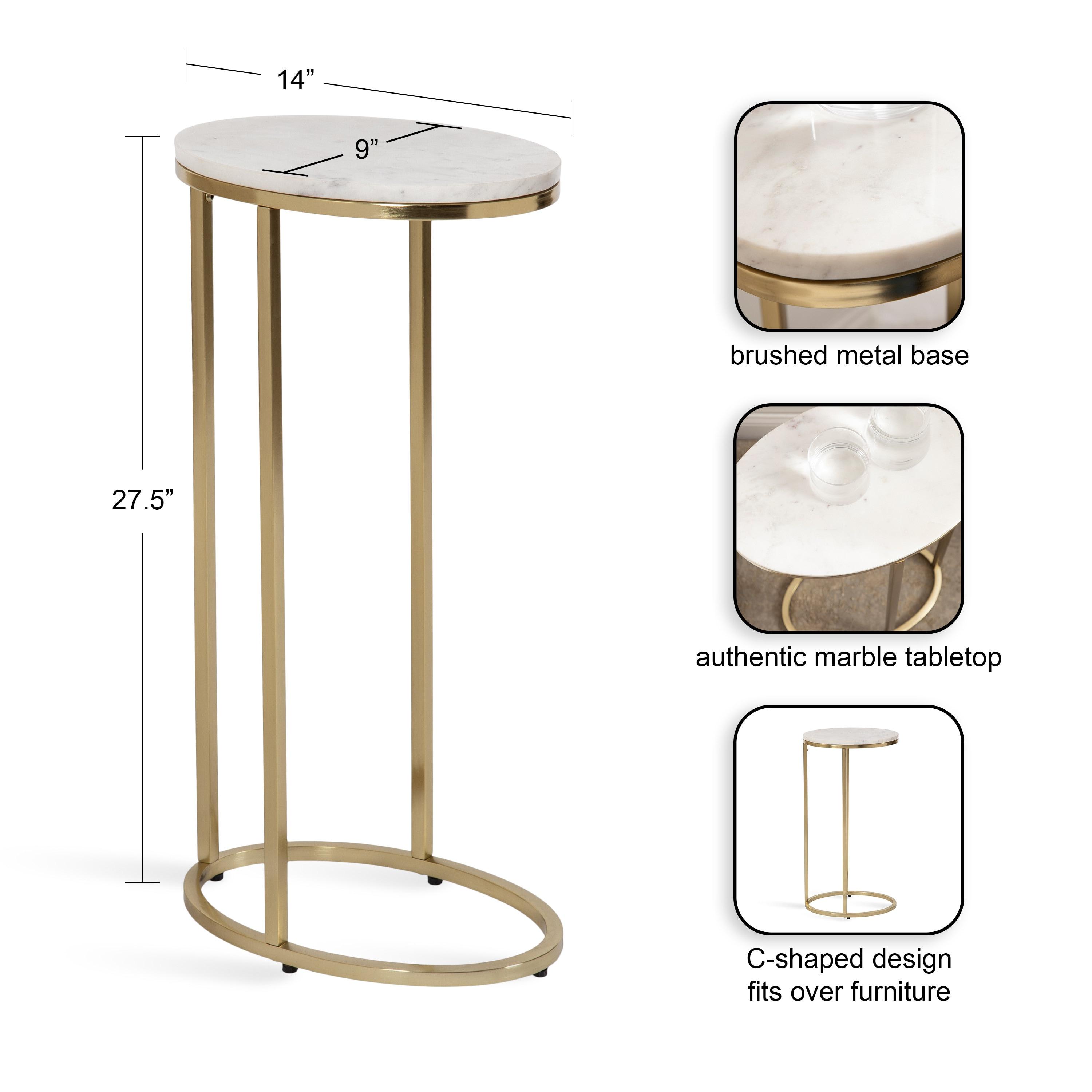 Kate and Laurel Natalli Oval Metal C Table, 14x9x28, Gold