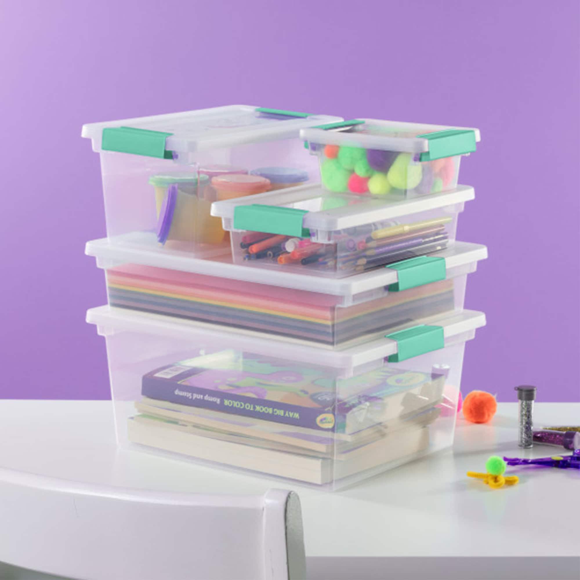 Sterilite Large Clip Box, 5.7 Qt Stackable Storage Bin with Latching Lid, Plastic Container for Home Organization, 12-Pack