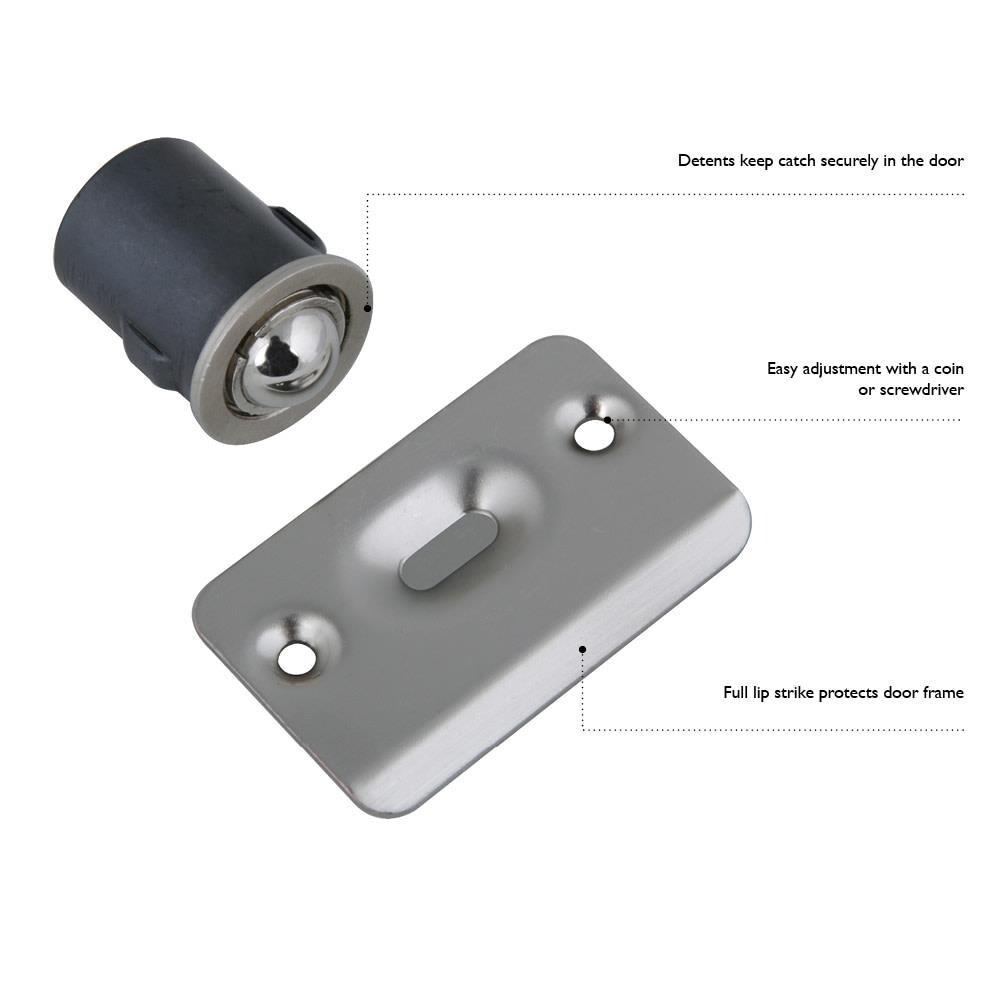 Design House 2-Pack Drive-In Ball Catch for Closet Doors with Dummy Hardware, Satin Nickel