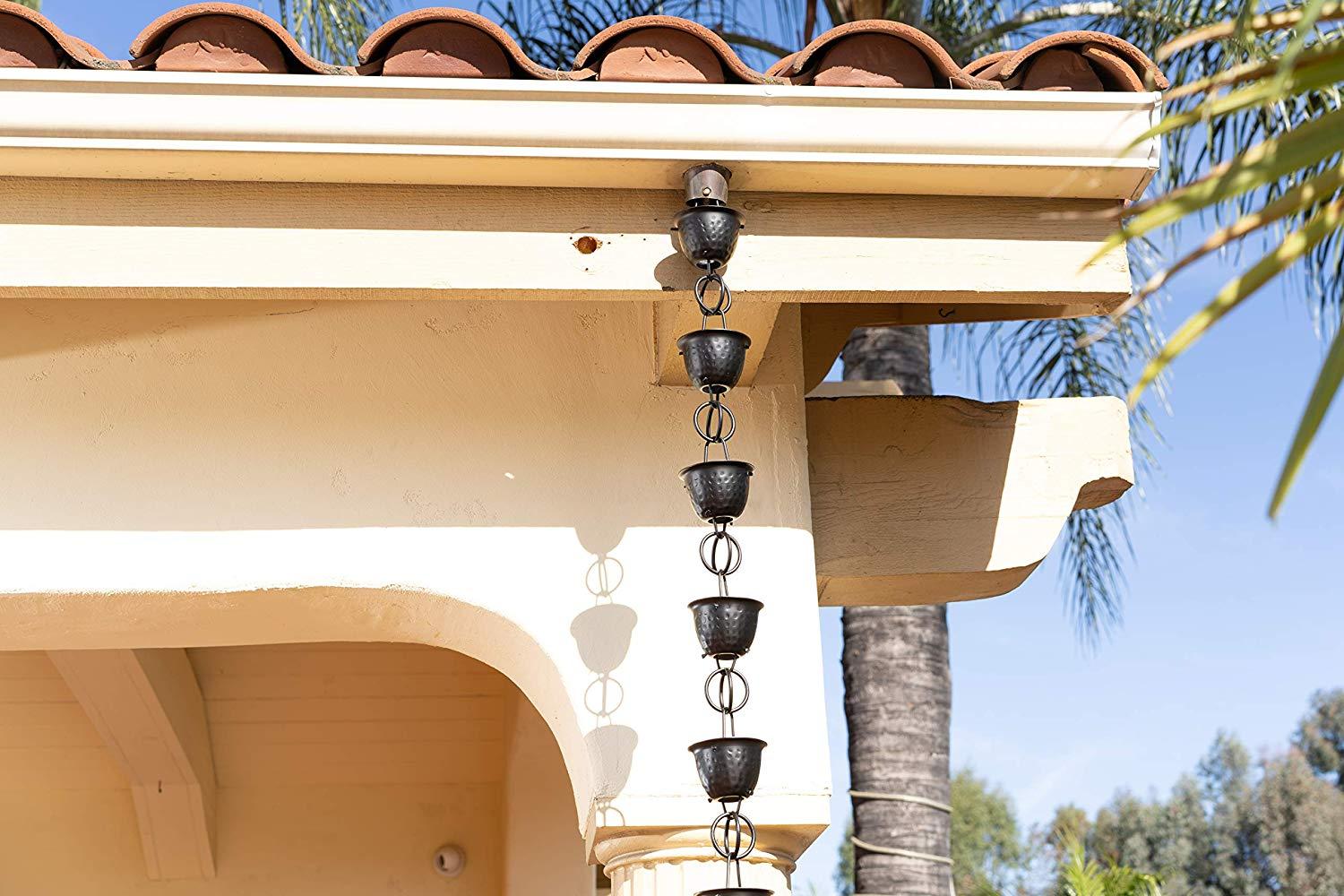 Monarch Rain Chains Aluminum Hammered Cup Rain Chain Replacement Downspout for Gutters