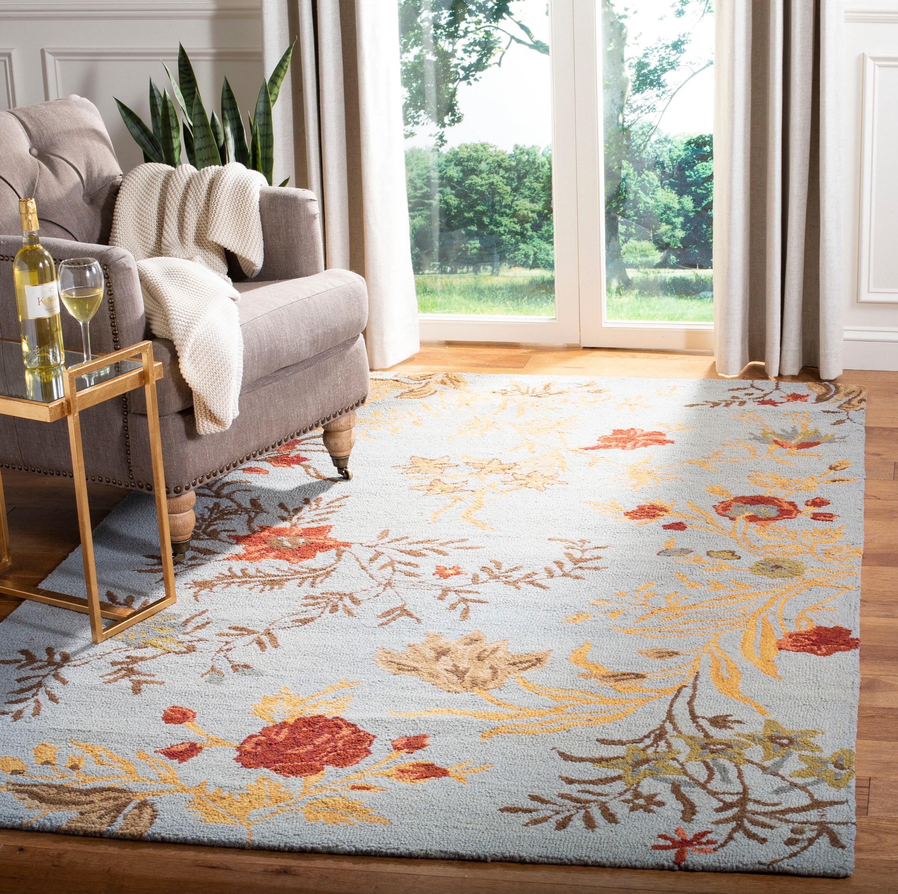 Blossom BLM919 Hand Hooked Indoor Accent Rug - Blue/Multi - 3'x5' - Safavieh