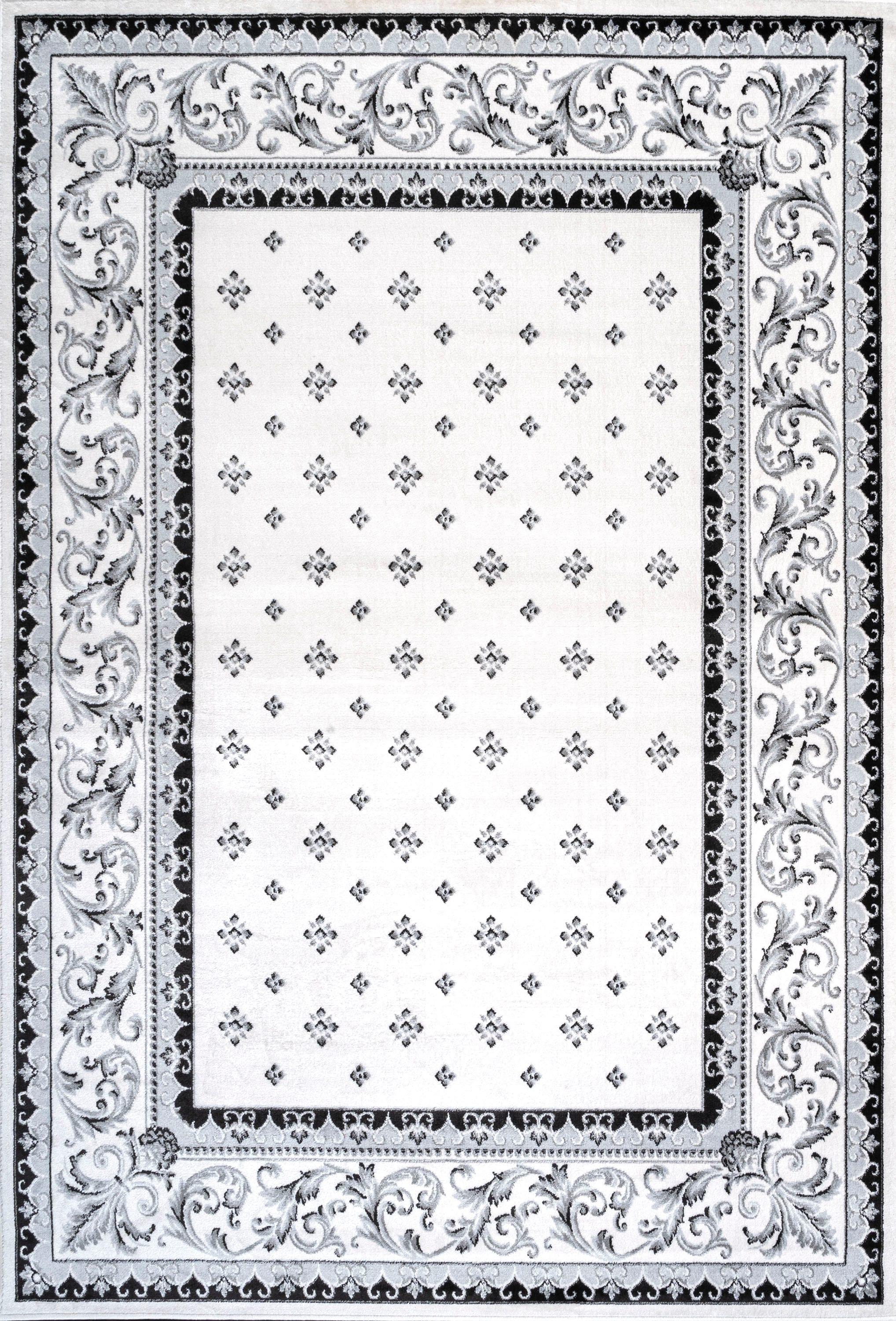 3'x5' Acanthus French Border Area Rug, Cream/Light Gray - JONATHAN Y