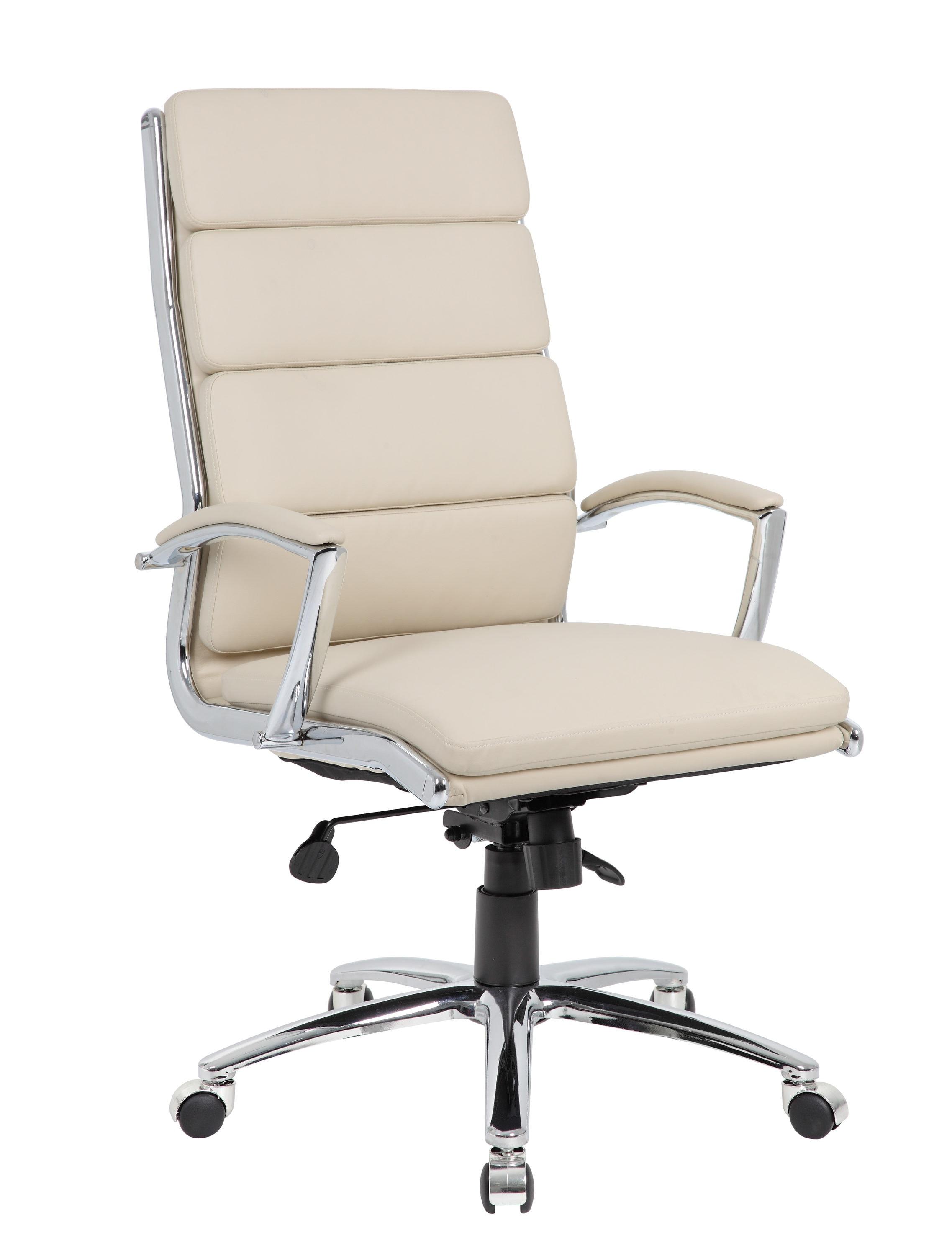 Contemporary Striped Executive Office Chair Beige with Lumbar Support & Casters - Boss Office Products