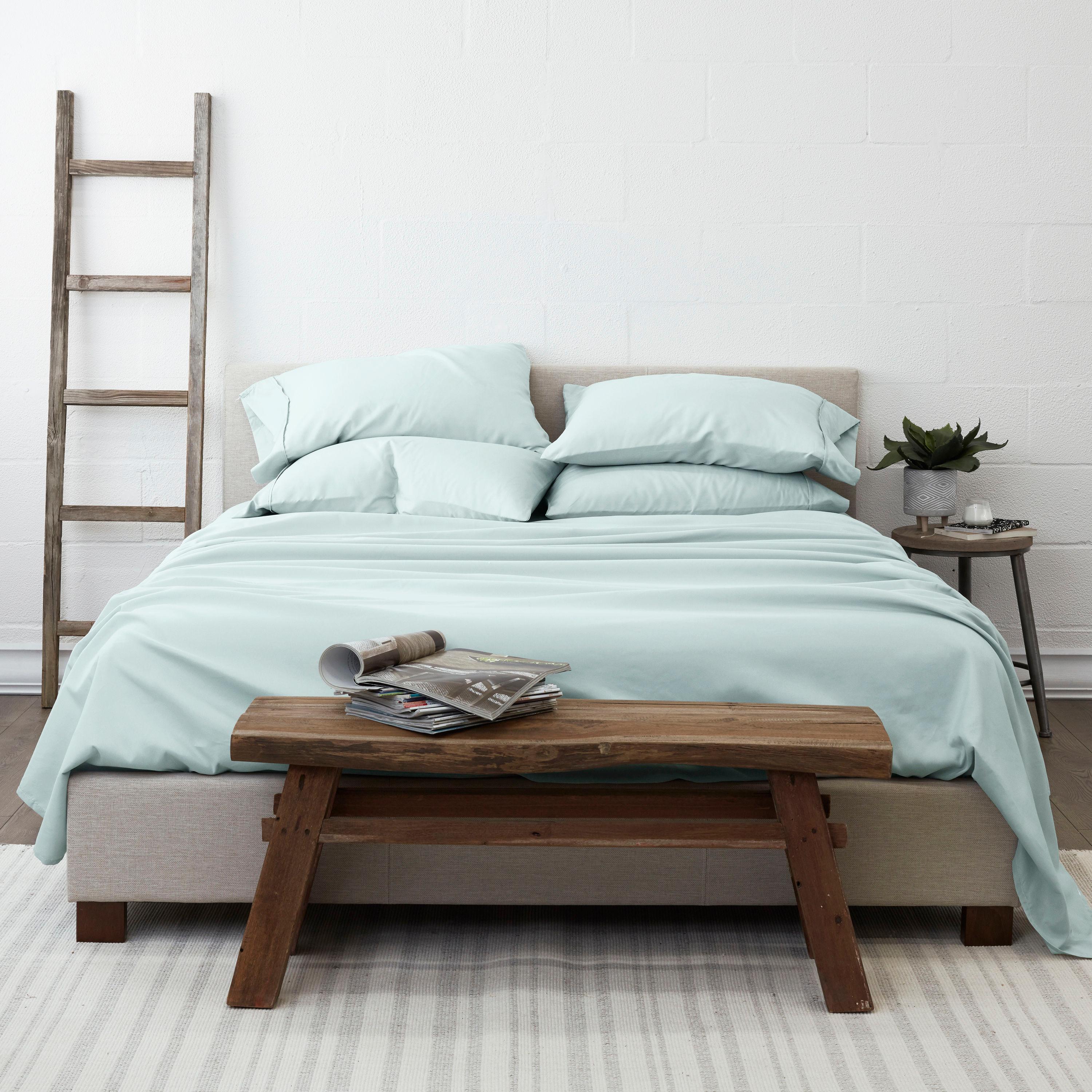 Twin, Mint Solid Microfiber 6 Piece Bed Sheet Set, by Noble Linens