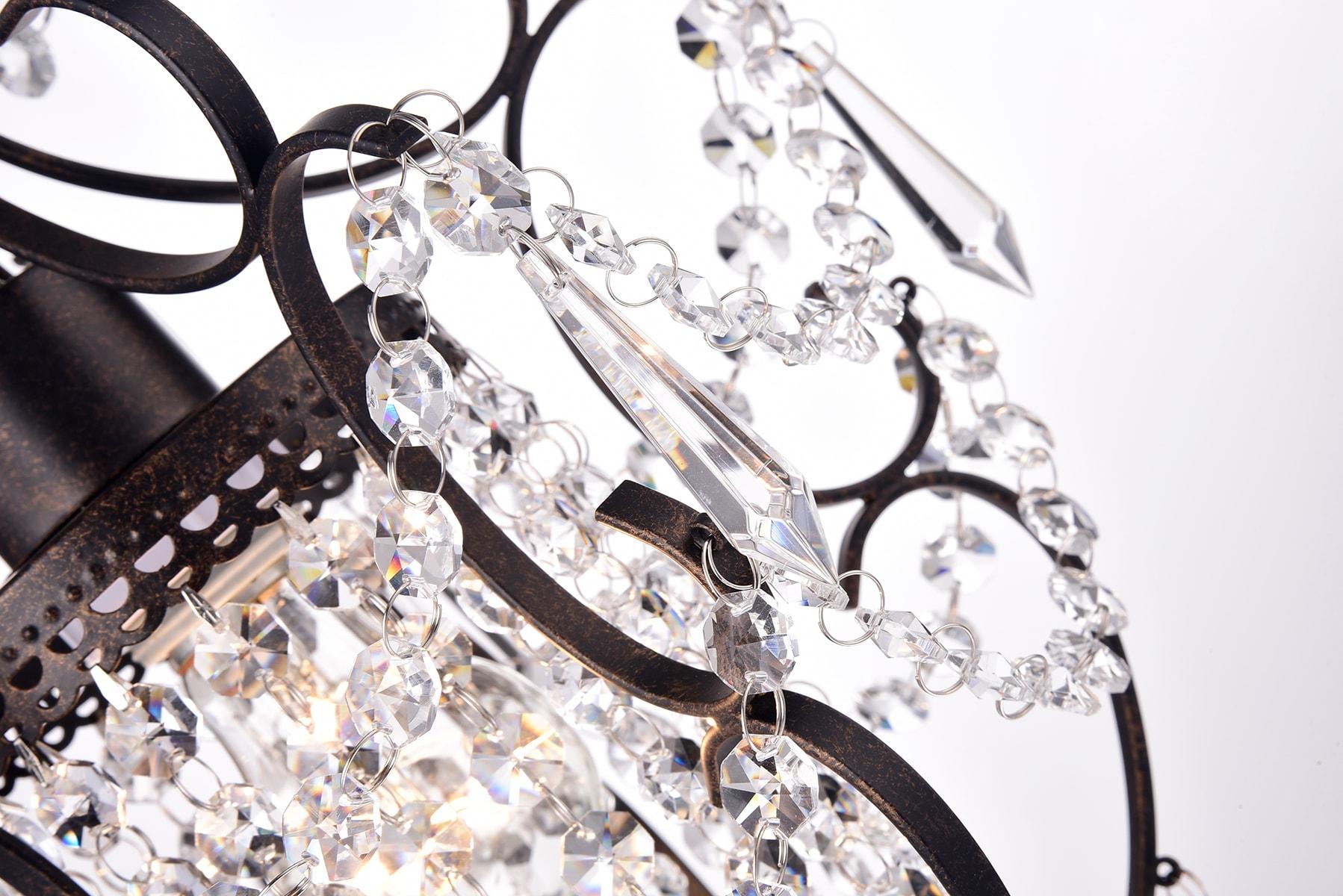 Antique Bronze Mini Crystal Glam Chandelier Pendant