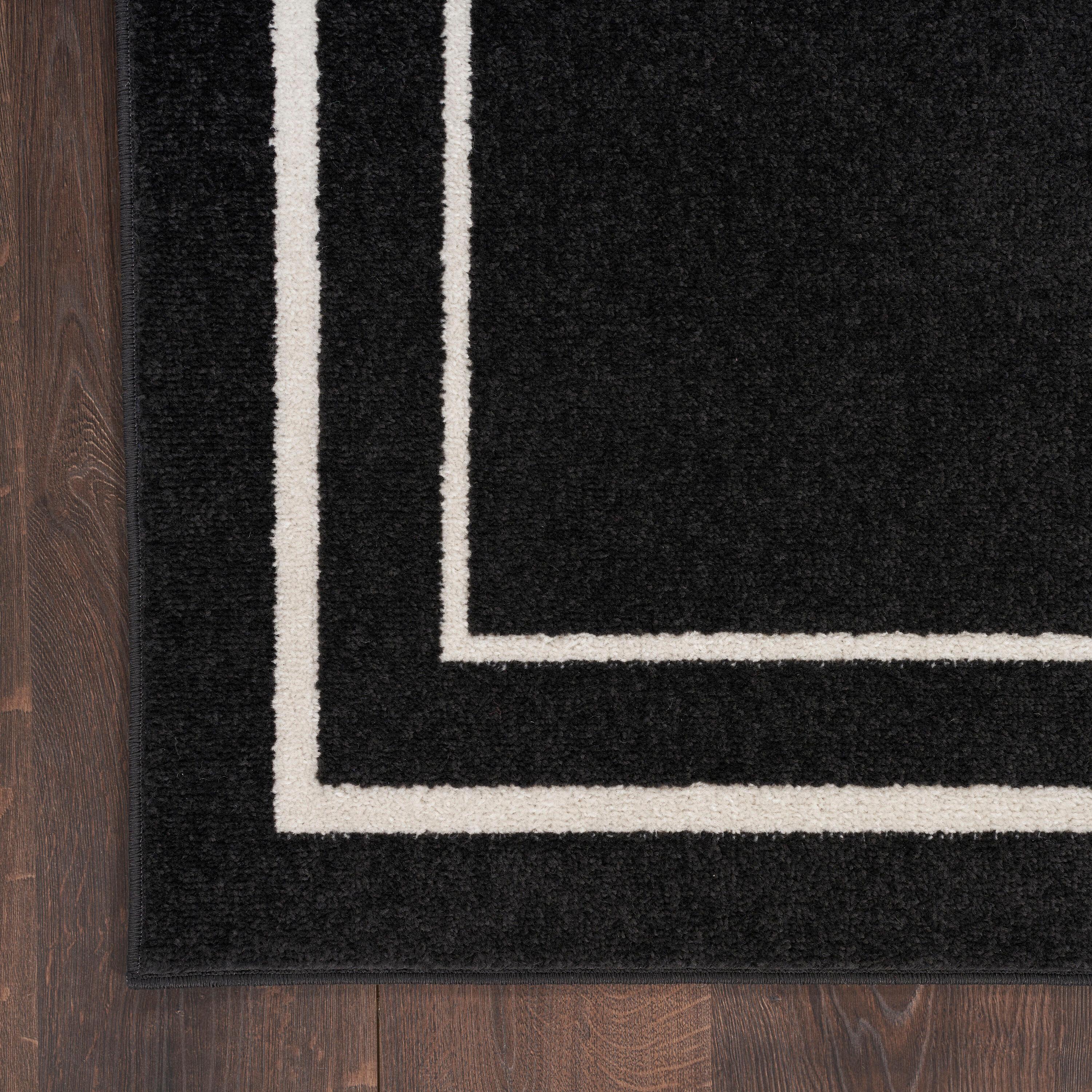 Nourison Essentials Indoor/Outdoor Black Ivory 2' x 6' Area Rug, (2x6)