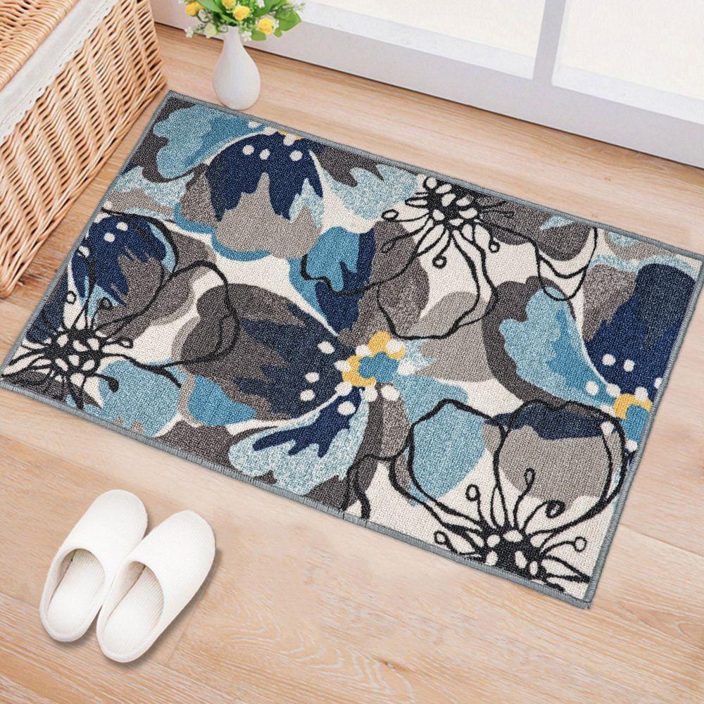 World Rug Gallery Modern Floral Non-Slip (Non-skid) Indoor Area Rug - Gray 20" x 30"