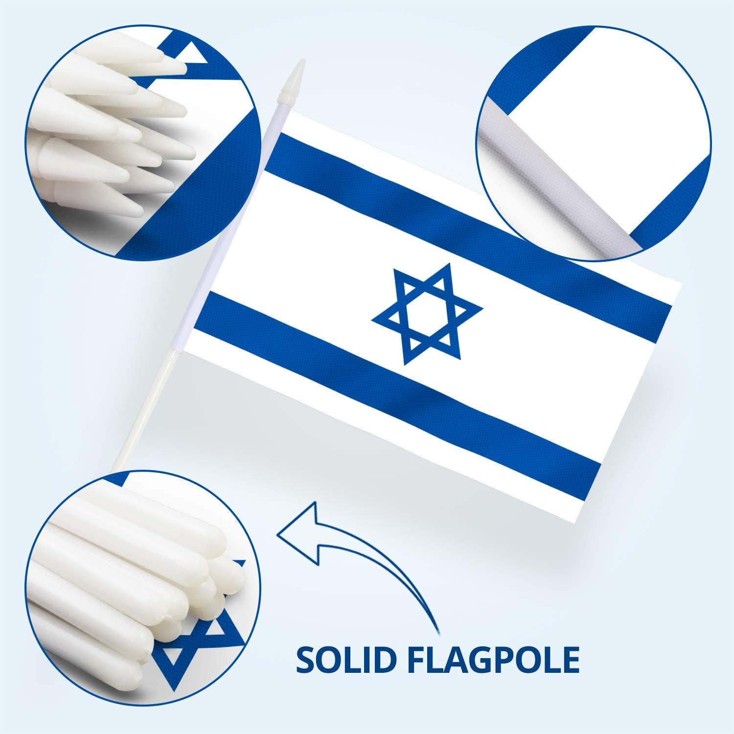 Mini Israeli Flags with Plastic Poles, 12 Pack