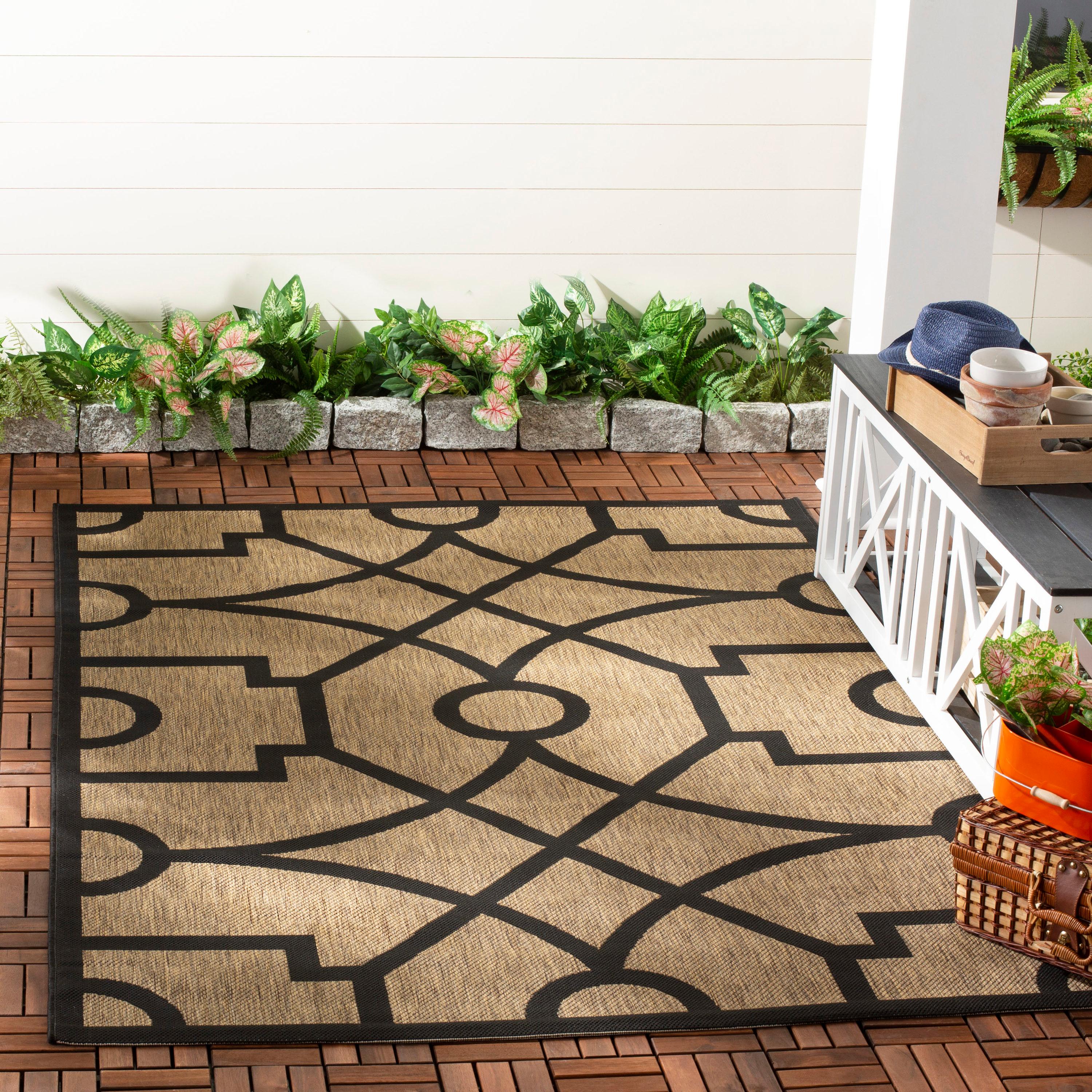 Martha Stewart Fretwork - MSR4121 - Indoor Power Loomed Runners - Dark Beig/Black - 2'7"x5'