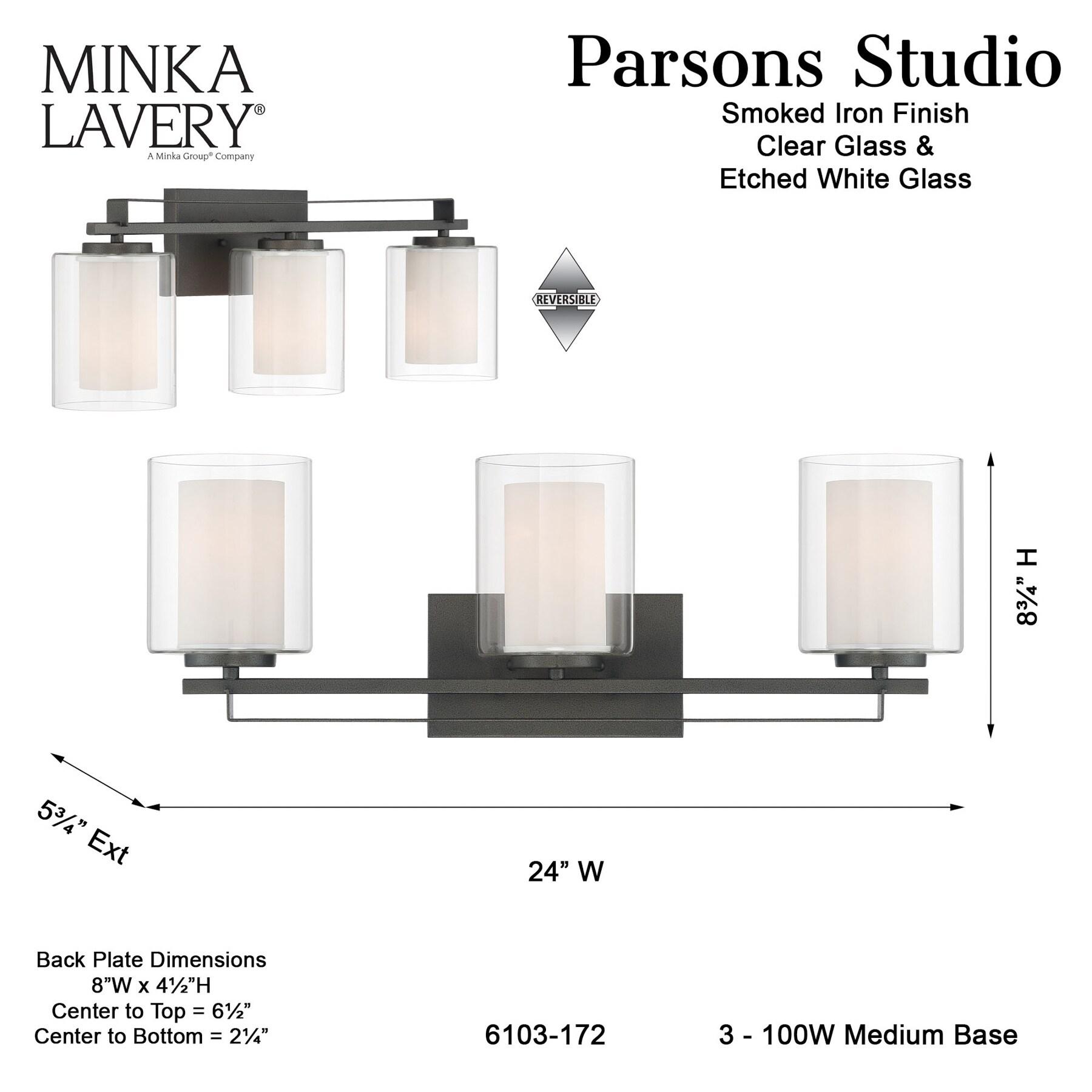 Smoked Iron Cylinder 3-Light Vanity Fixture with Etched White Glass