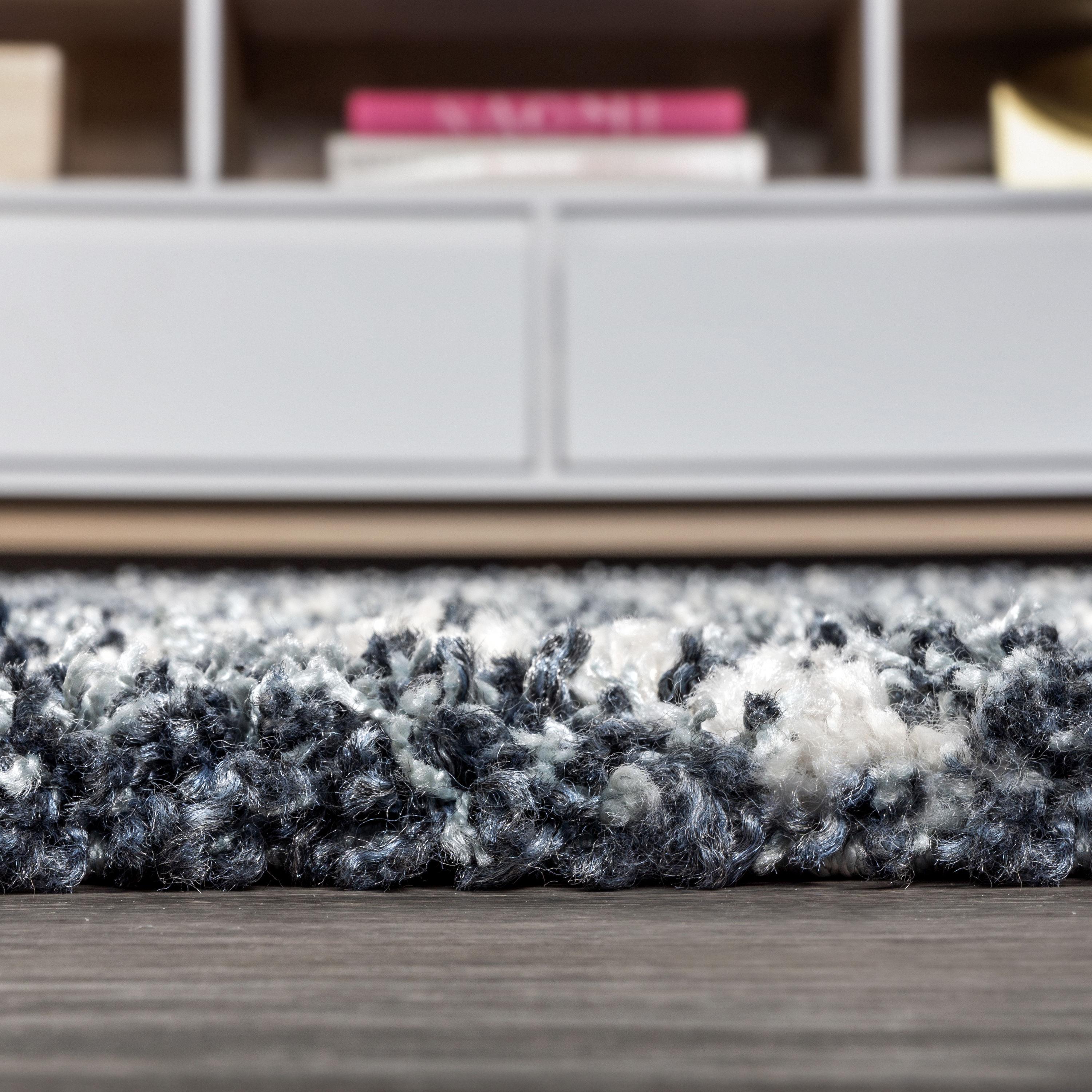 JONATHAN Y MCR105A-5 Mercer Shag Plush Tassel Moroccan Diamond Denim Blue/Cream 5 ft. x 8 ft. Area Rug, Shags Bohemian, Pet Friendly, Stain Resistant, Easy to Clean, for Living Room; Kitchen, Bedroom