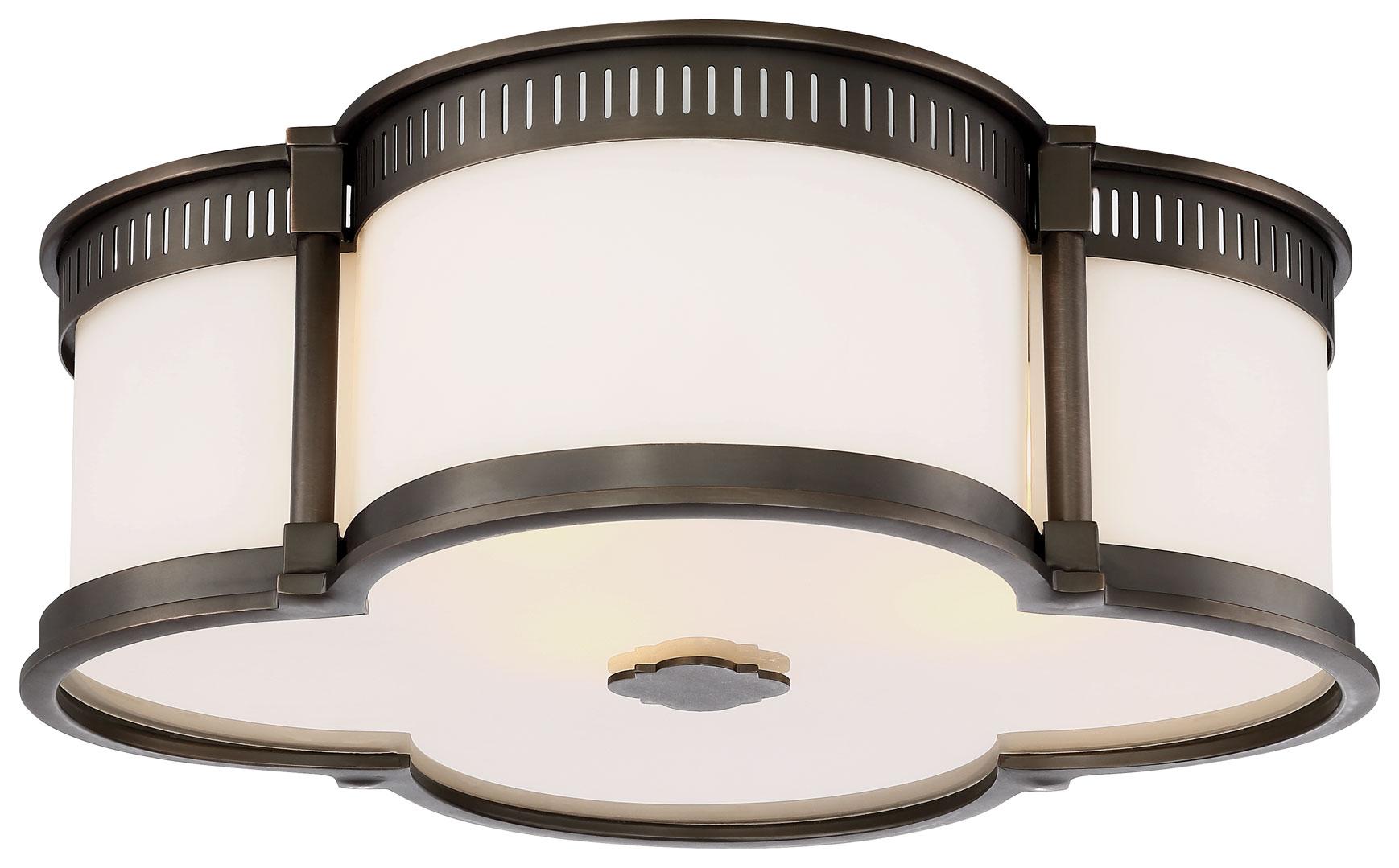 Minka Lavery Modern Ceiling Light Flush Mount Fixture 16 1/4" Bronze Dimmable LED Etched White Glass for Bedroom Kitchen Bathroom