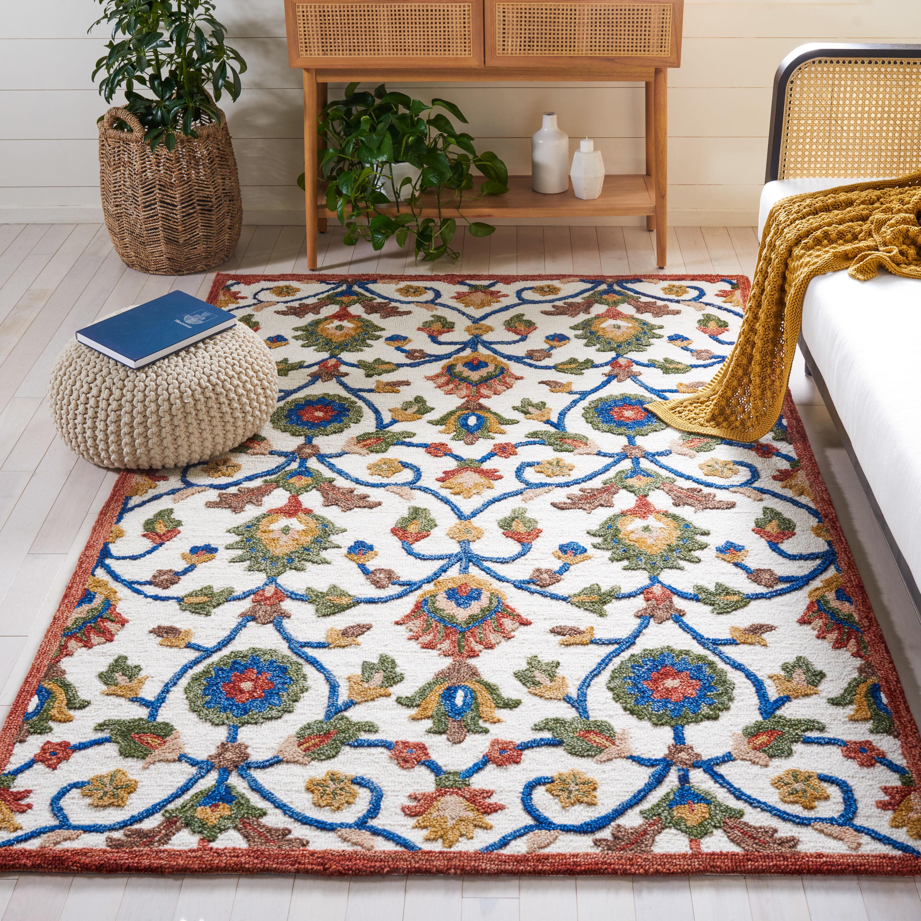 Blossom BLM456 Hand Tufted Area Rug - Ivory/Multi - 4'x6' - Safavieh.