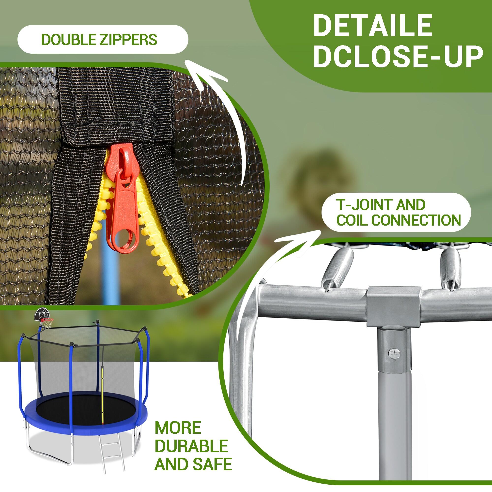 wendeway 10FT Trampoline With Basketball Hoop,  ASTM Approved Reinforced Type Outdoor Trampoline With Enclosure Net
