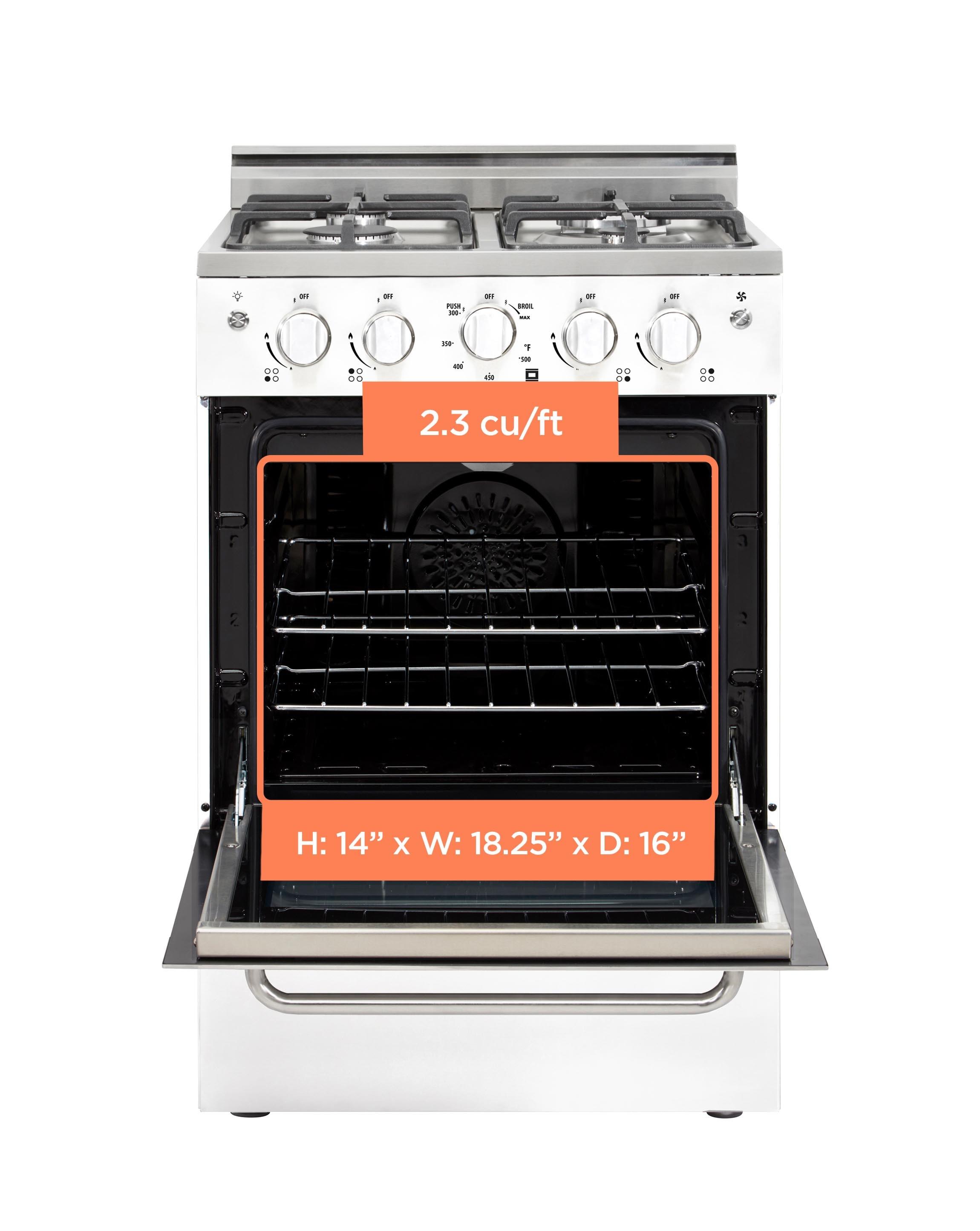 Unique Prestige 24” 2.3 cu ft Double Oven Gas Range in White