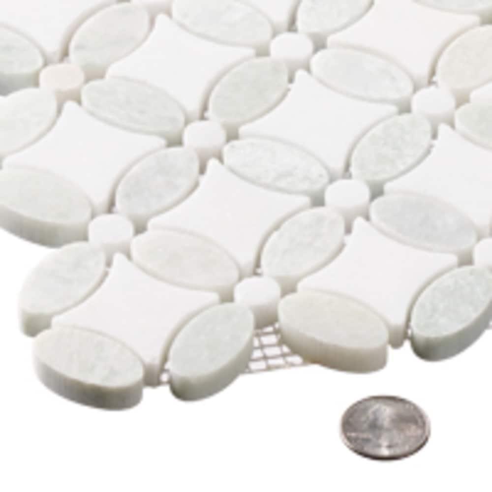 SAMPLE-Martha Zummer White Novelty Marble Look Glossy Natural Stone Mosaic Wall & Floor Tile
