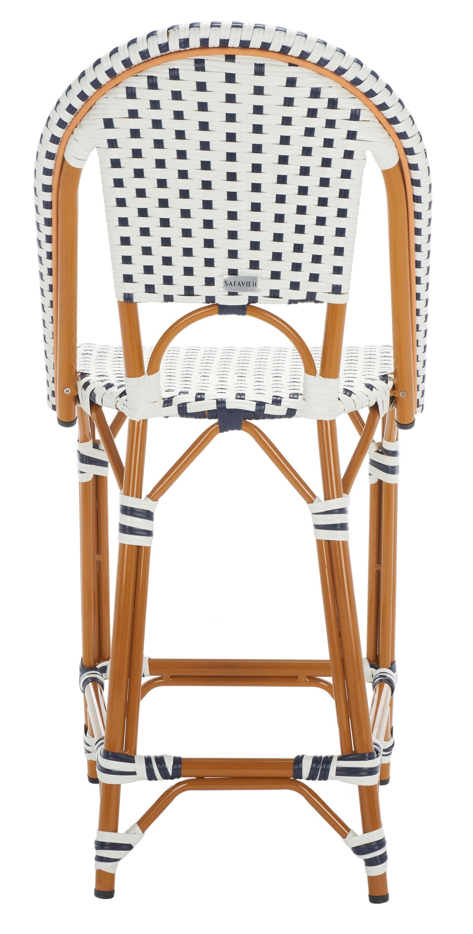 California Counter Stool - Indoor/Outdoor - PAT7532 - White/Navy - Safavieh