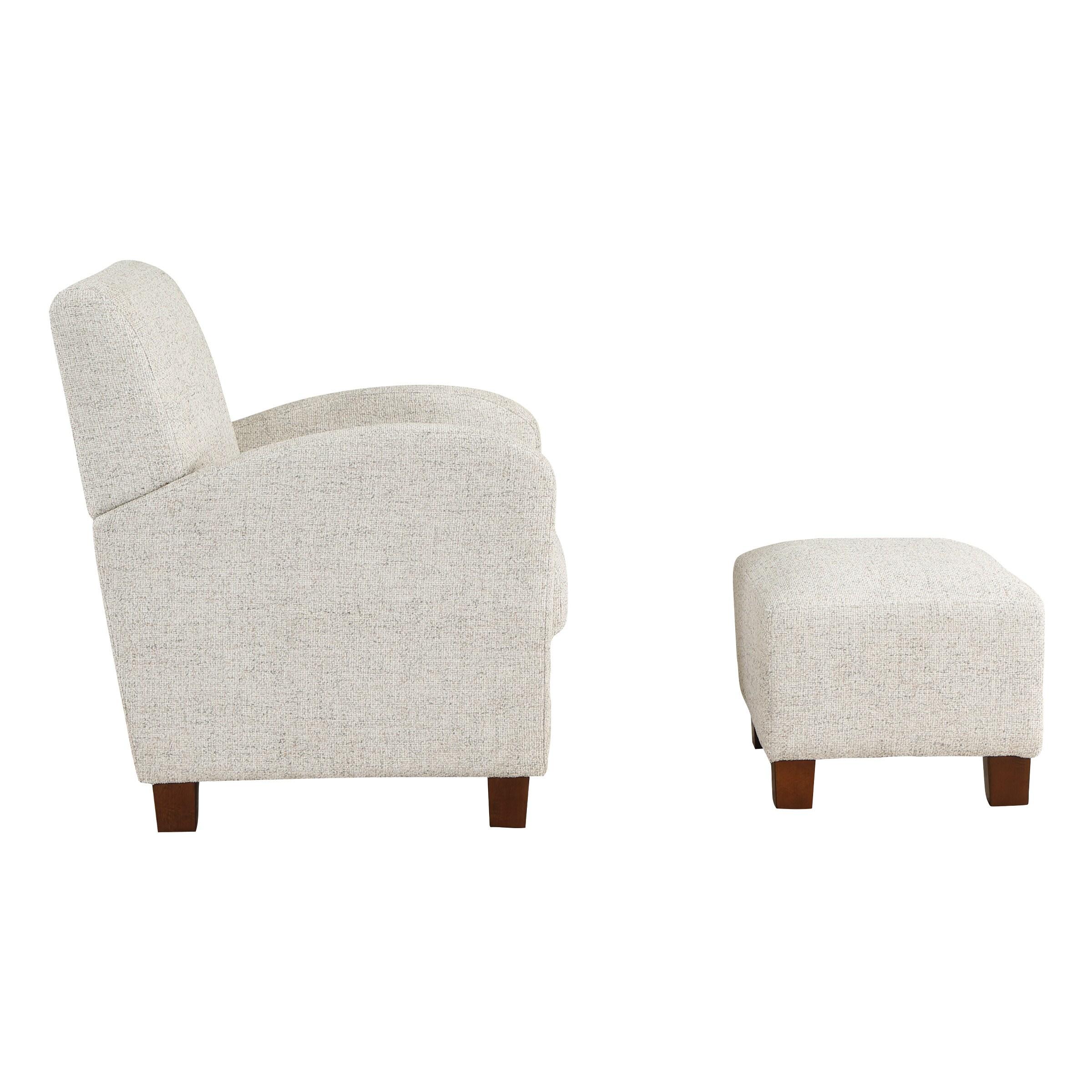 Aiden Chair & Ottoman Quartz Off White Fabric Medium Espresso Legs