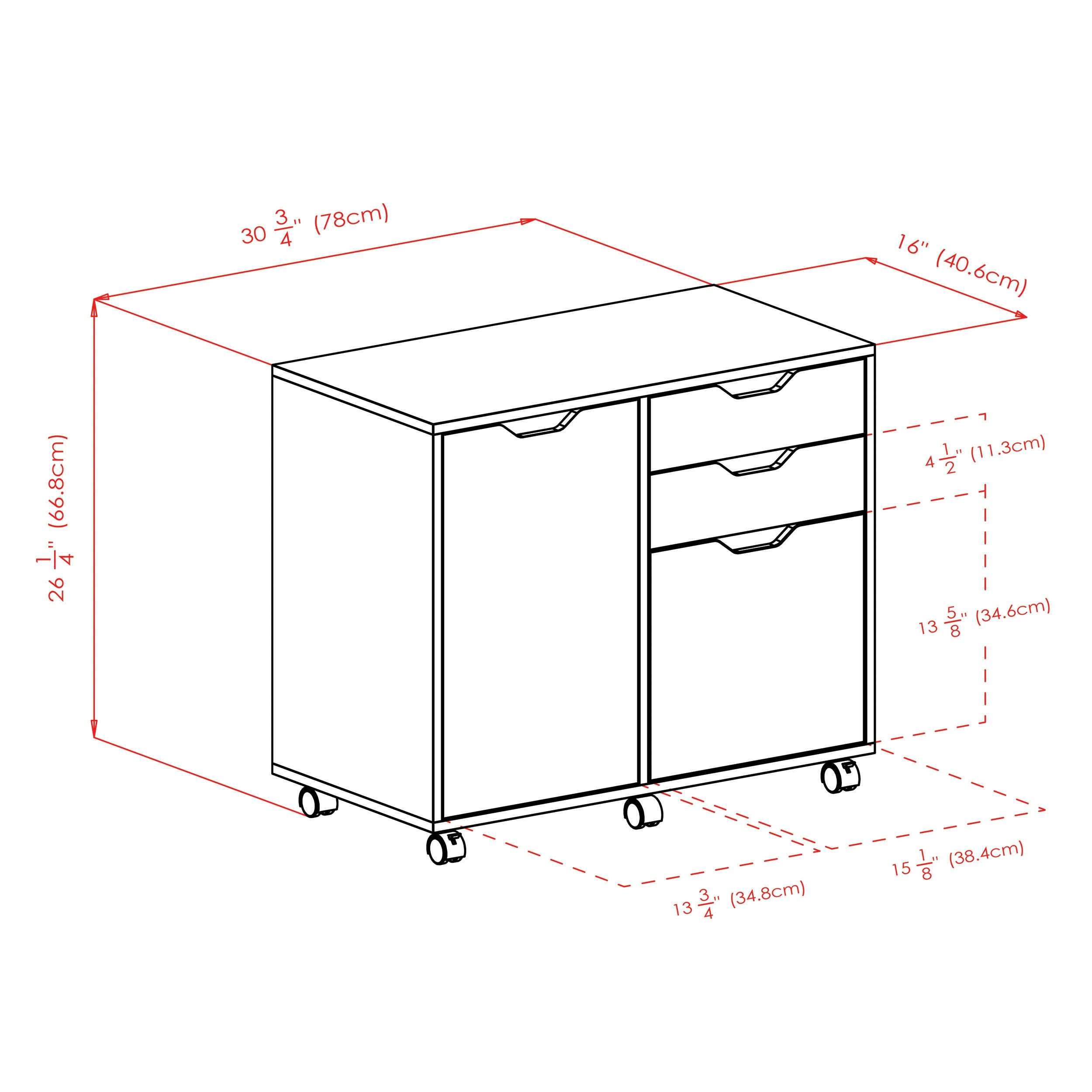 Halifax 2 Sections Mobile Filing Cabinet White - Winsome: MDF Construction, Office Storage, 2 Drawers