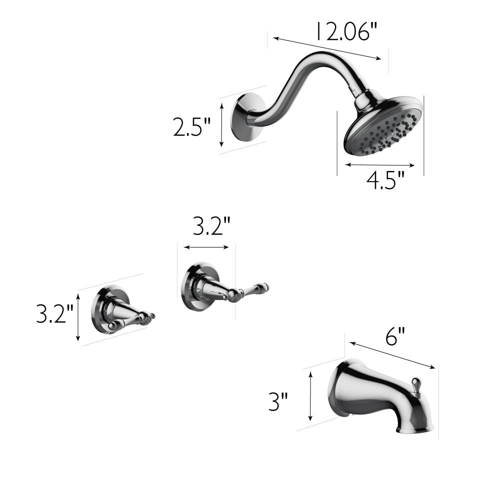 Design House 595694 Oakmont Classic Bath and Shower Trim with Single-Function Shower Head, 2-Handle Faucet and Valve for Bathroom, Polished Chrome