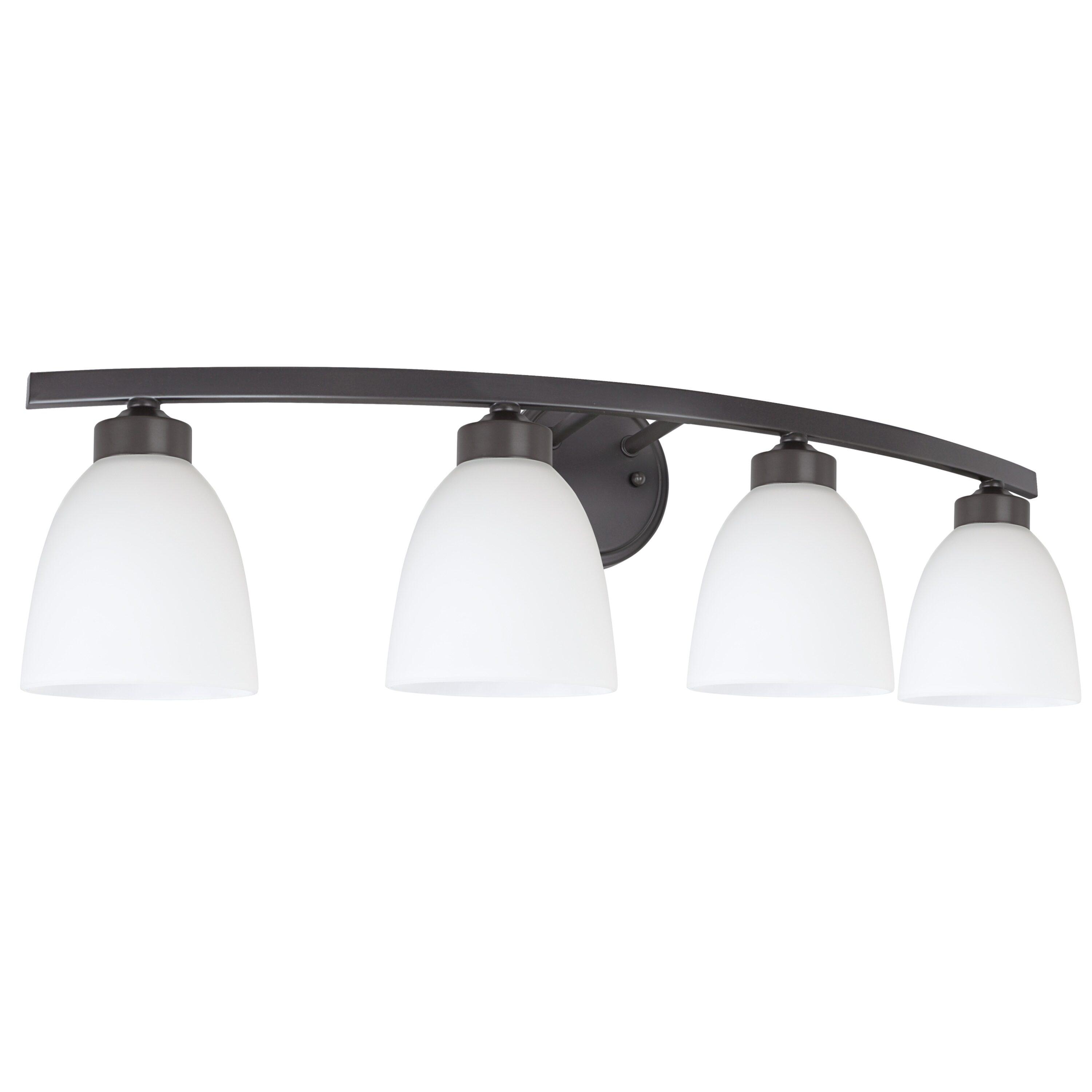 Oil Rubbed Bronze 4-Light Vanity Fixture with Frosted Glass Shades