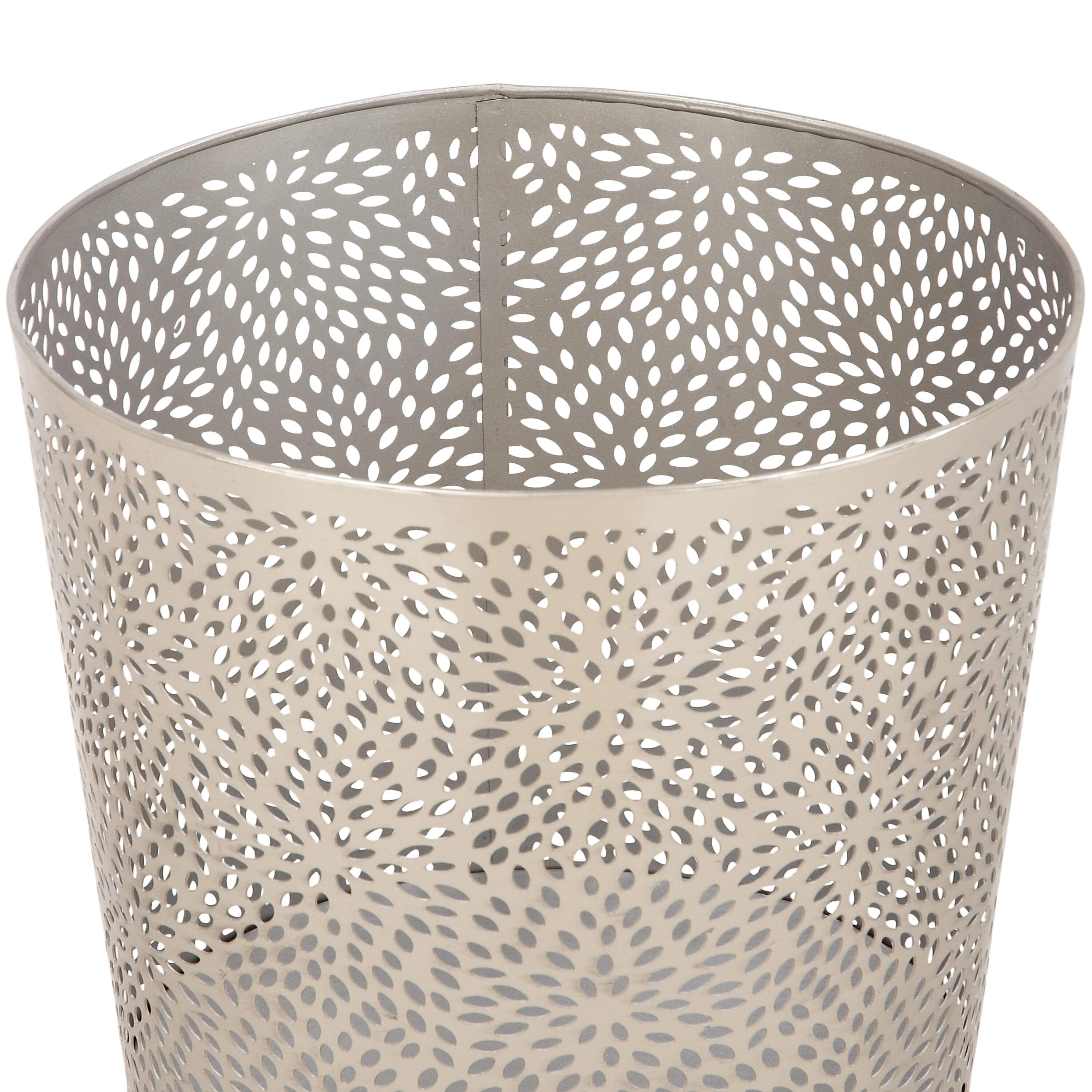 CosmoLiving by Cosmopolitan Modern Perforated Design Round Metal Waste Basket