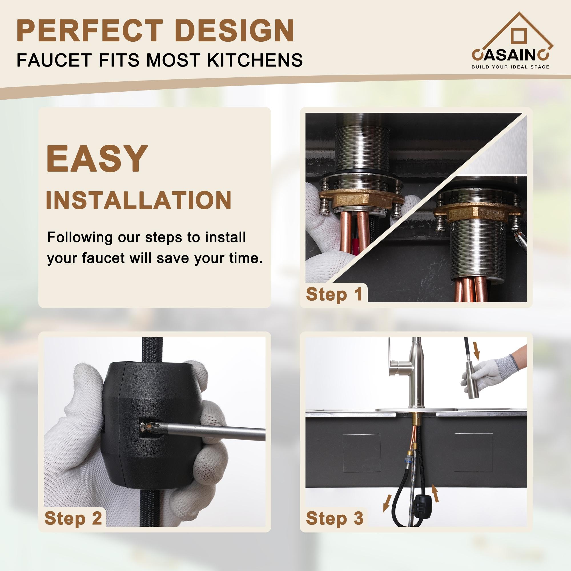 CASAINC CASAINC Single-Handle Pull-Down Kitchen Faucet Single Hole Faucet CA-D4171-BN