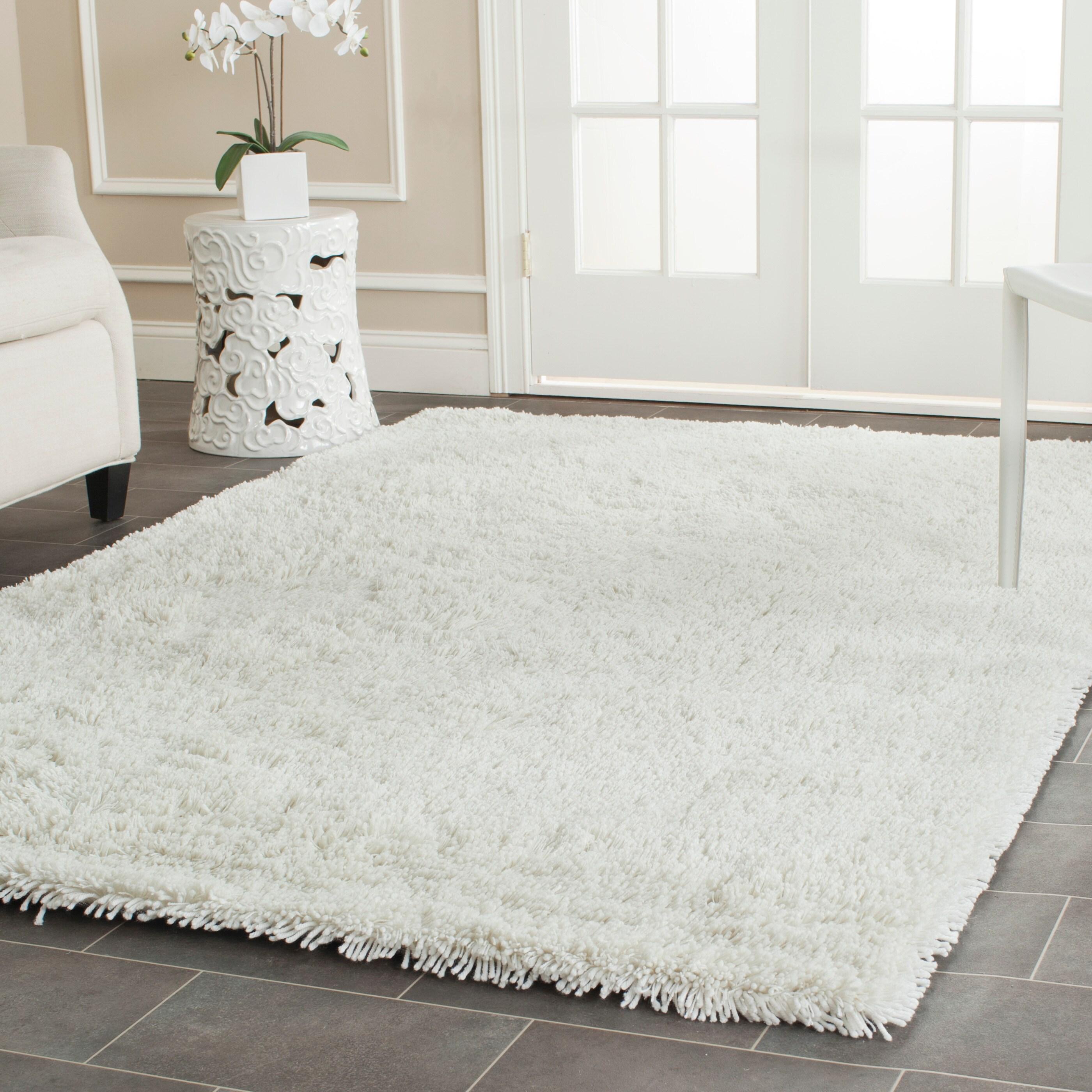 Classic Shag Ultra SG240 Hand Tufted Indoor Area Rug - White - 9'x9' - Safavieh