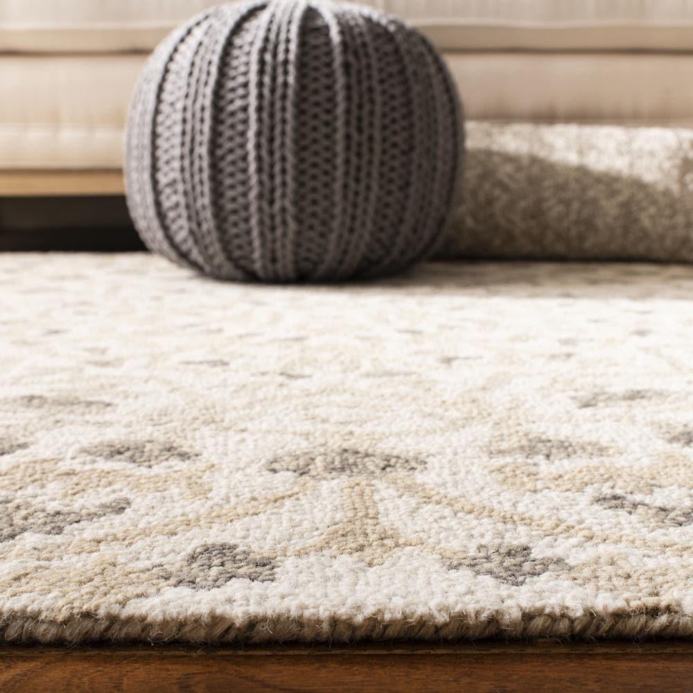 Blossom BLM459 Hand Tufted Indoor Area Rug - Ivory/Taupe - 6' Round - Safavieh