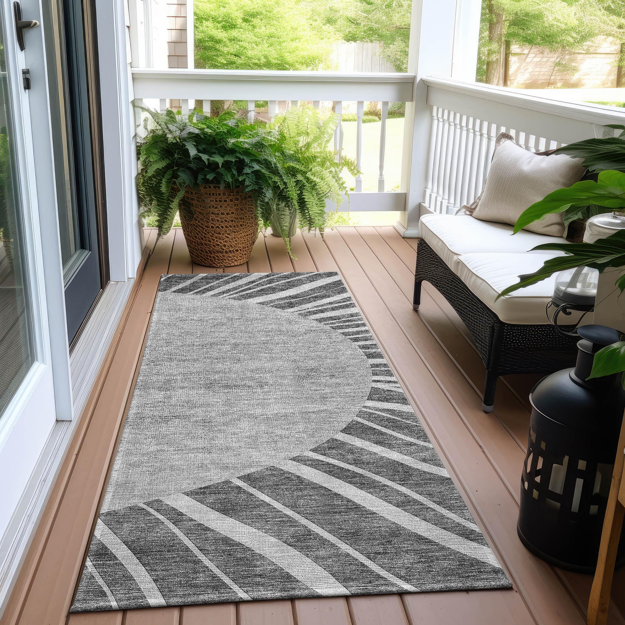 Addison Rugs Chantille ACN668 Charcoal 2'3" x 7'6" Indoor Outdoor Hallway Runner Rug, Easy Clean, Machine Washable, Non Shedding, Kitchen Area Carpet for Bathroom, Patio, Laundry and Bedroom Rug