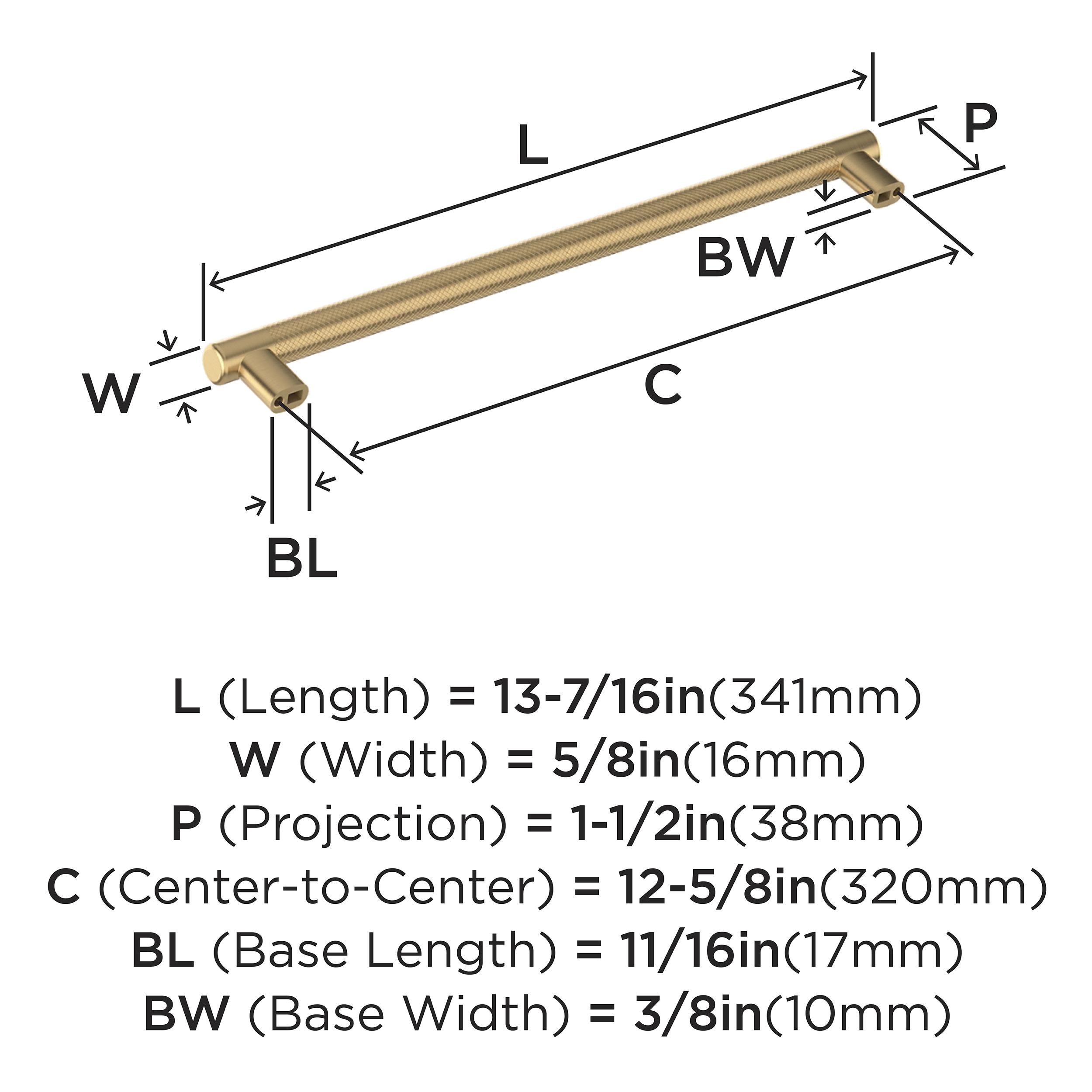 Amerock Bronx 12-5/8 inch (320mm) Center-to-Center Champagne Bronze Cabinet Pull