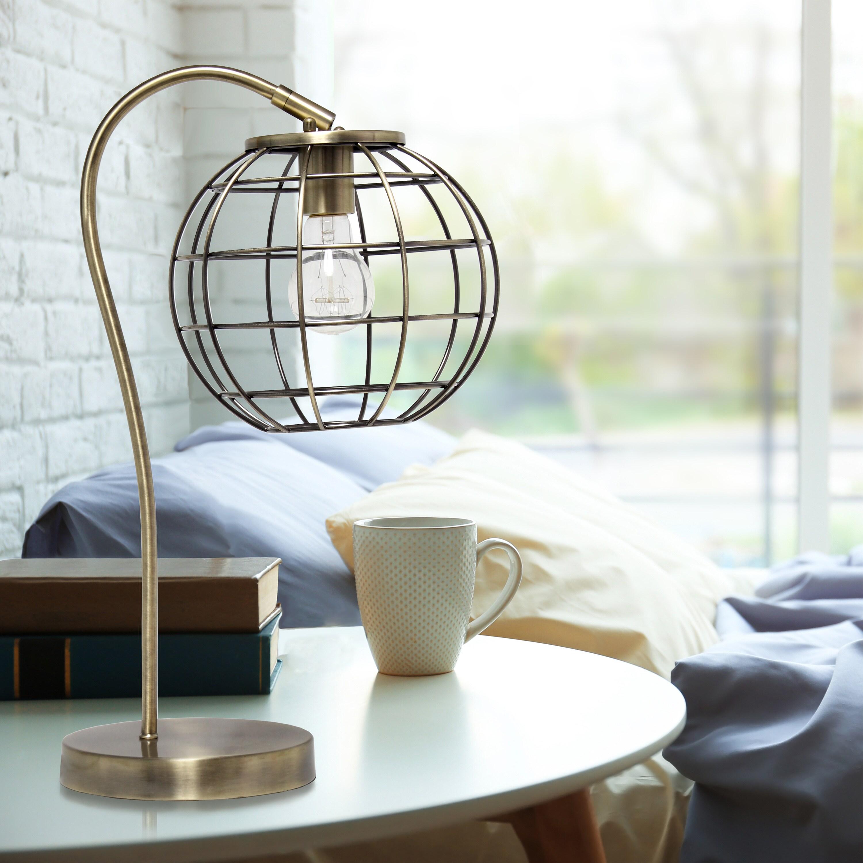 Metal Arched Cage Table Lamp Antique Brass - Lalia Home: No Assembly, UL Listed, Adjustable Neck