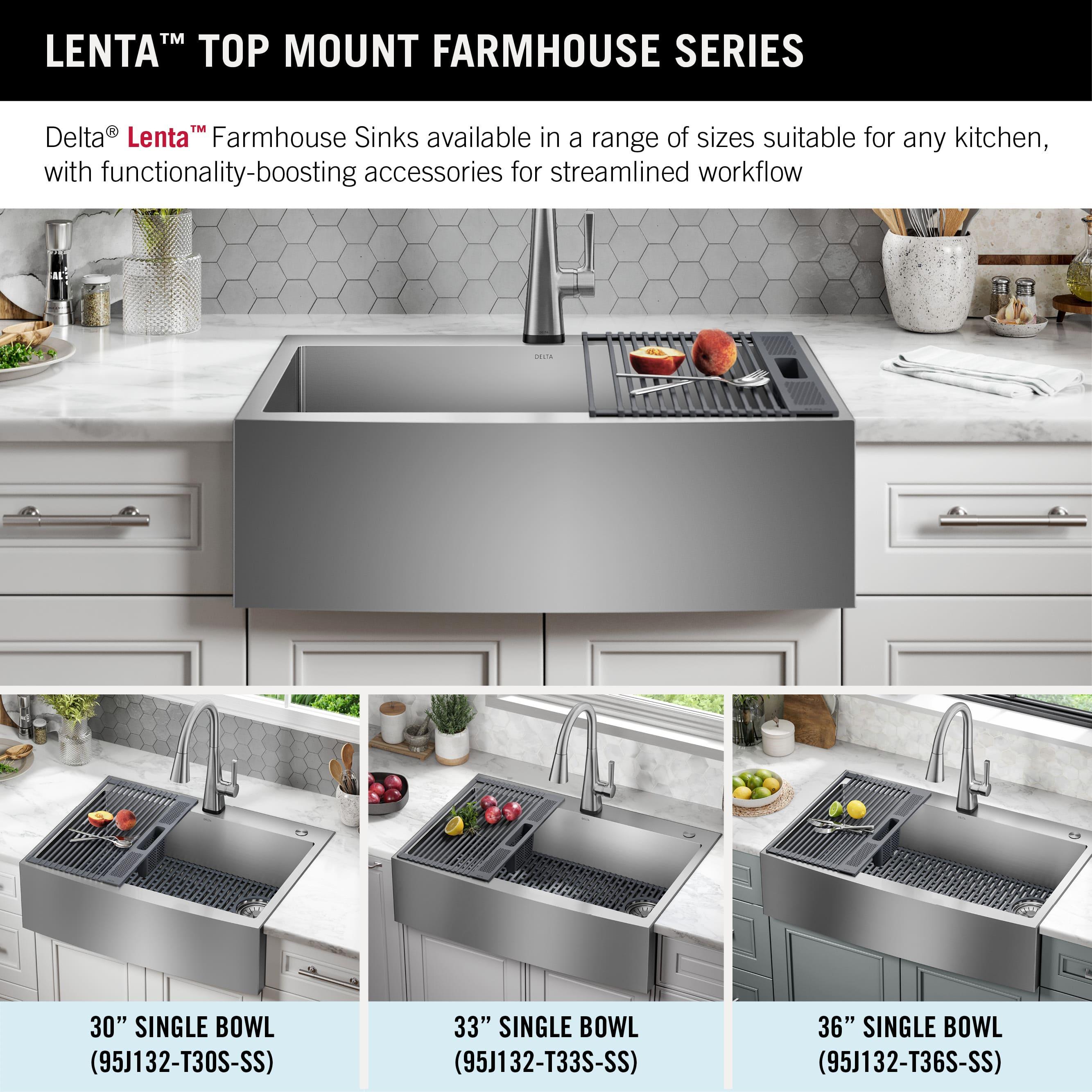 Lenta Retrofit Farmhouse Apron Front 16 Gauge Stainless Steel Single Bowl Kitchen Sink for Top Mount Installation