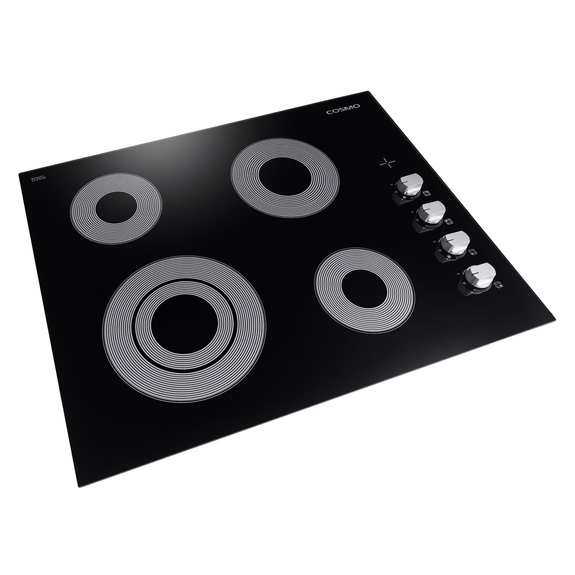 24 in. Electric Ceramic Glass Cooktop with 4 Elements, Dual Zone Element, Hot Surface Indicator Light and Control Knobs