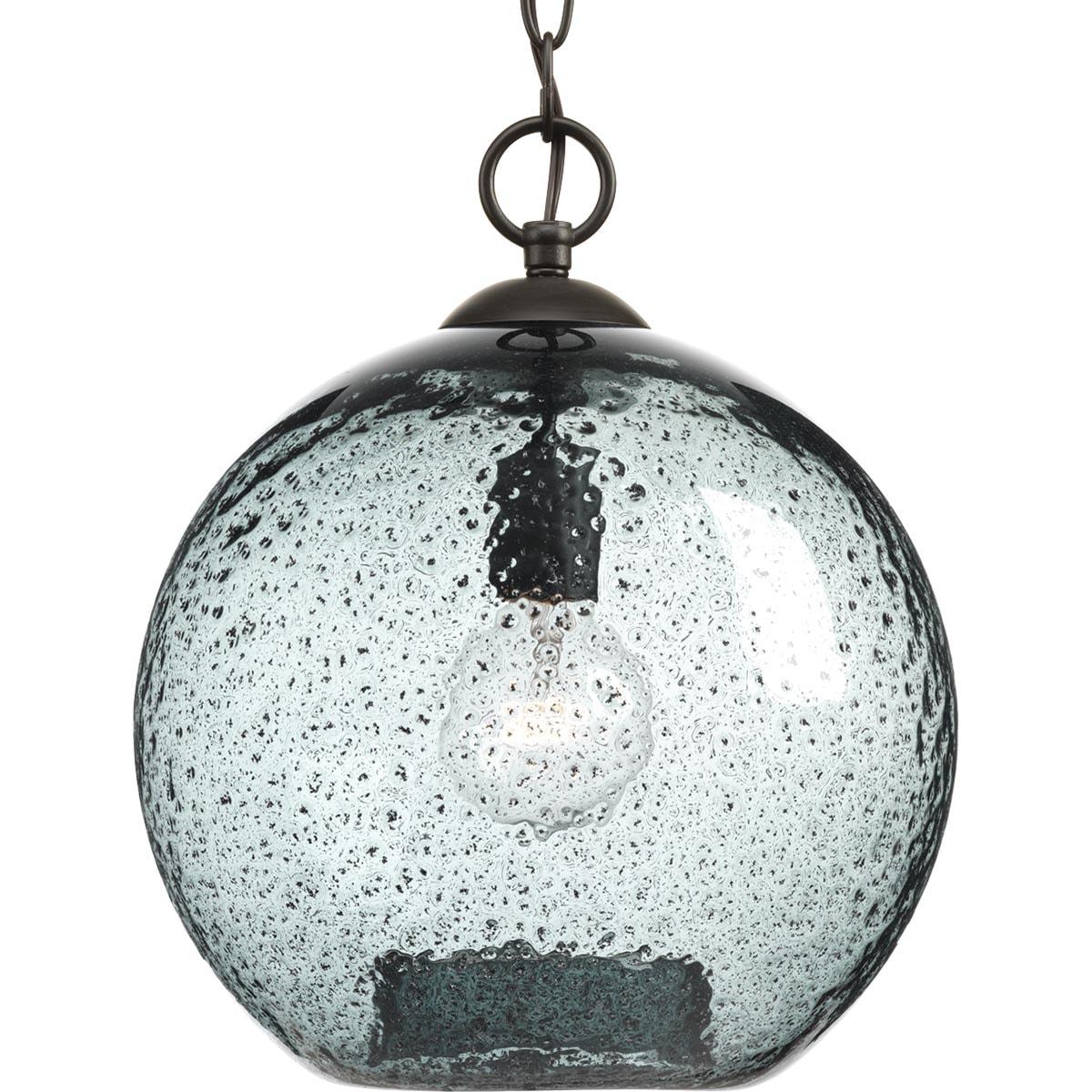 Progress Lighting, Malbec, 1-Light Pendant, Antique Bronze, Clear Textured Artisanal Glass Shade