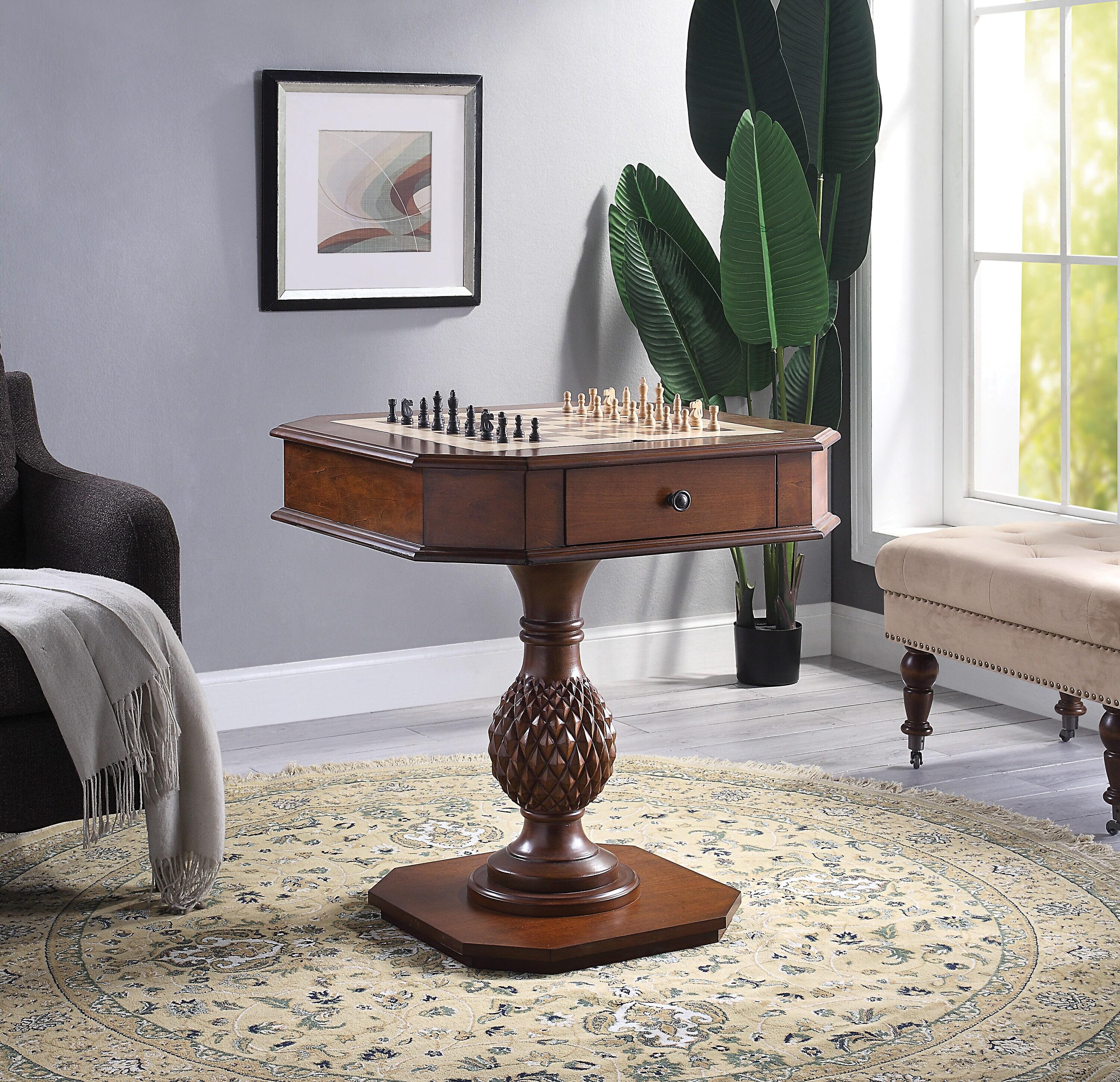 Saltoro Sherpi Bishop II Game Table with Drawer and Reversible Game Board, Cherry or Black (2 Count)