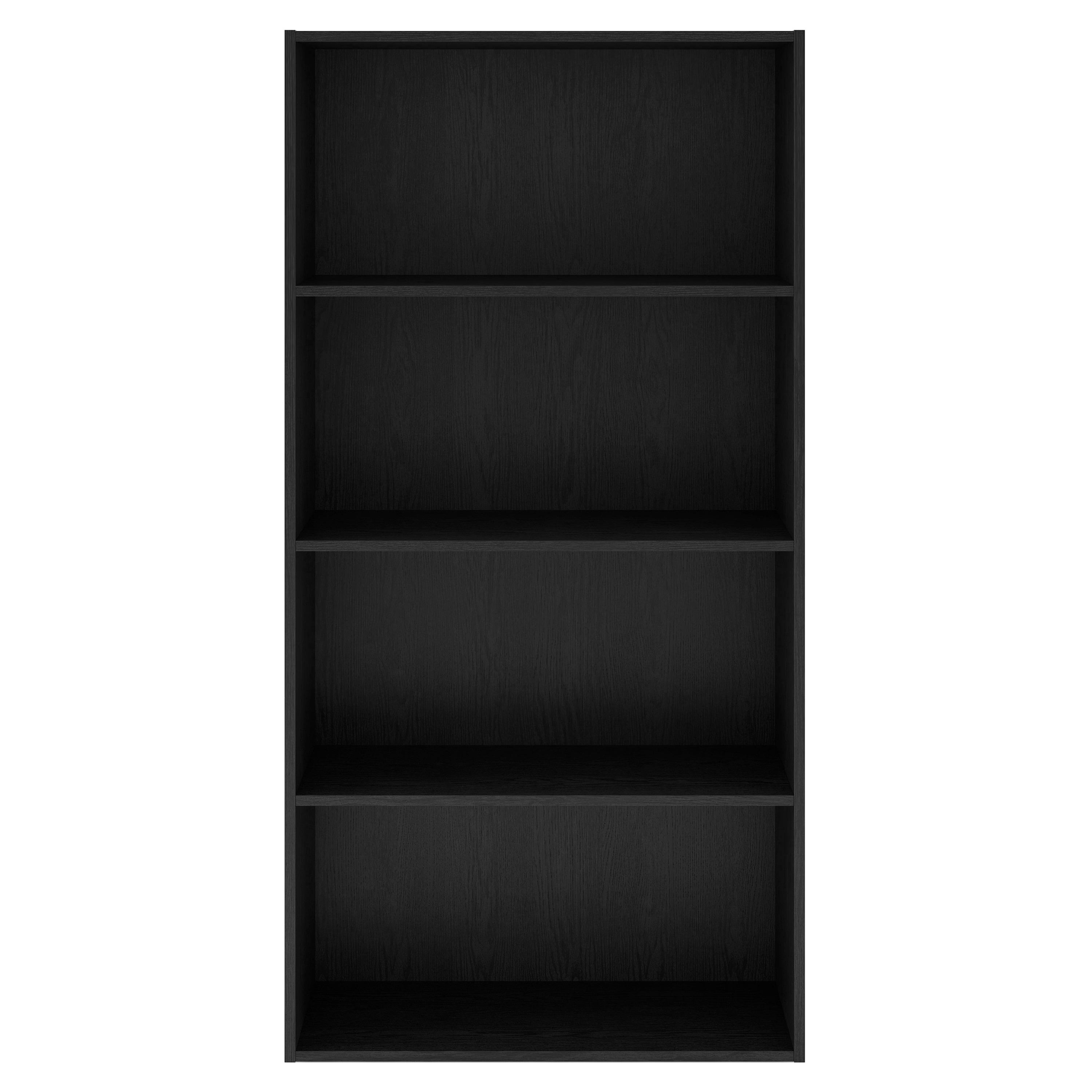 24/7 Shop At Home 47" Silkpath Modern 4 Tier Stackable and Modular Bookcase Black: Modular Organizer, MDF Wood