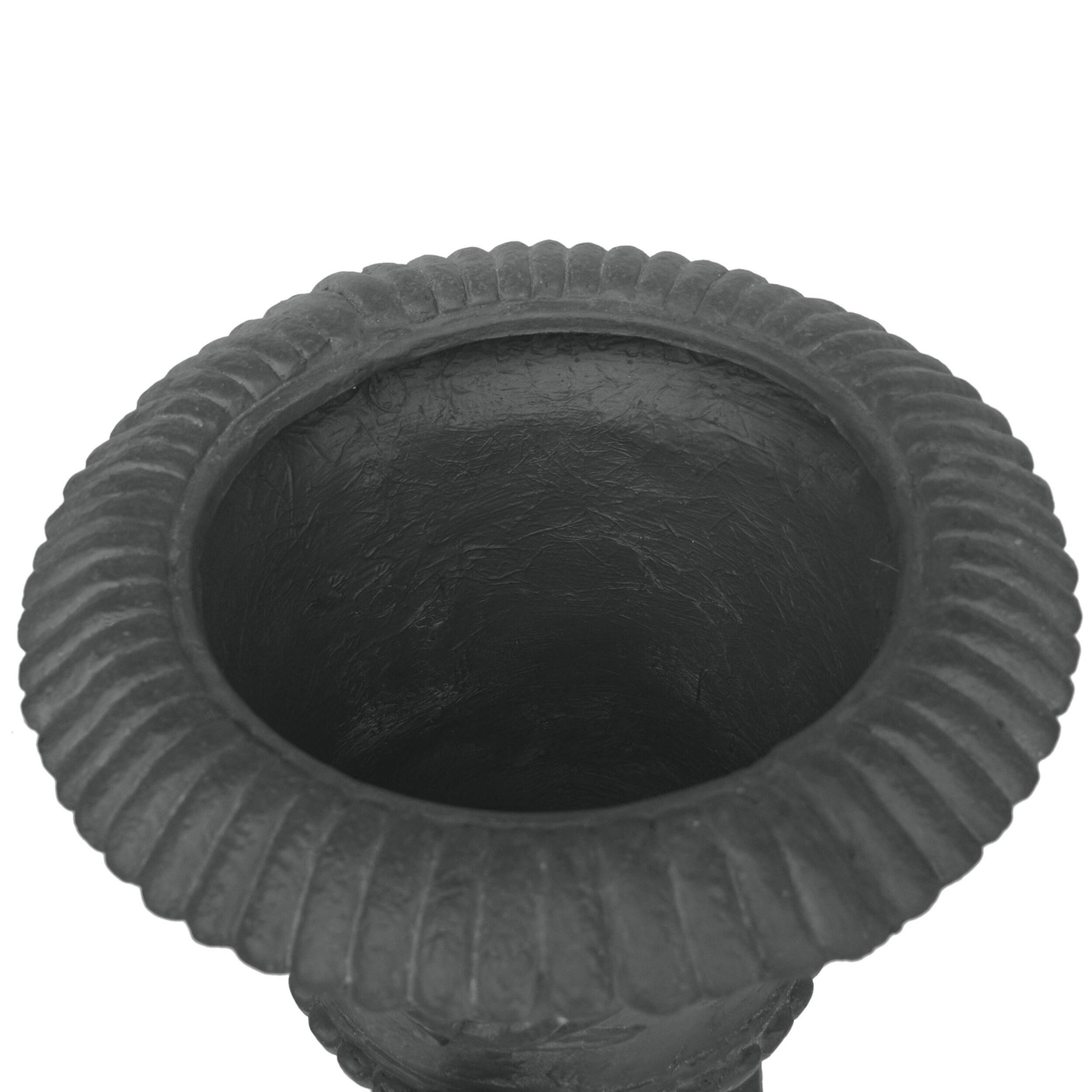 Antique Gray Magnesium Oxide Roman Style Outdoor Urn Planter