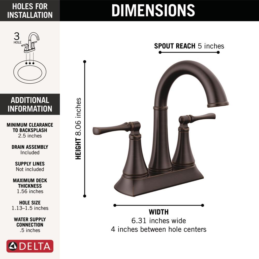 Delta Archdale Venetian Bronze 4-in centerset 2-Handle WaterSense Bathroom Sink Faucet with Drain